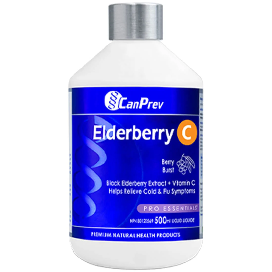 CanPrev Elderberry C, Elderberry and Vitamin C Liquid, Helps Relieve Cold and Flu Symptoms, Great Tasting, 500mll