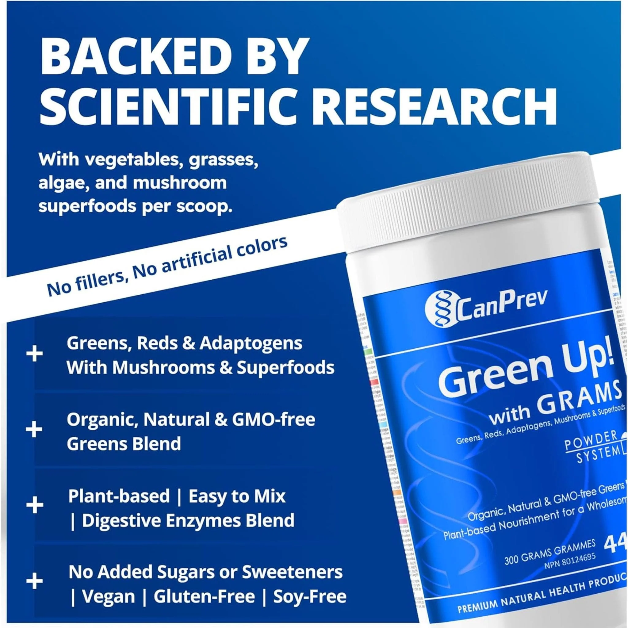 CanPrev Green Up! Powder (Organic, Natural, Non-GMO Greens Blend), 300g - Image 5
