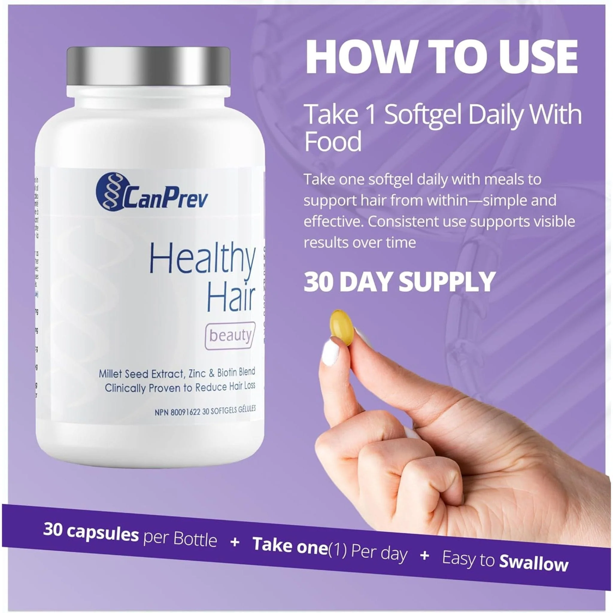 CanPrev Healthy Hair (Proven to reduce hair loss), 30 Softgels - Image 7