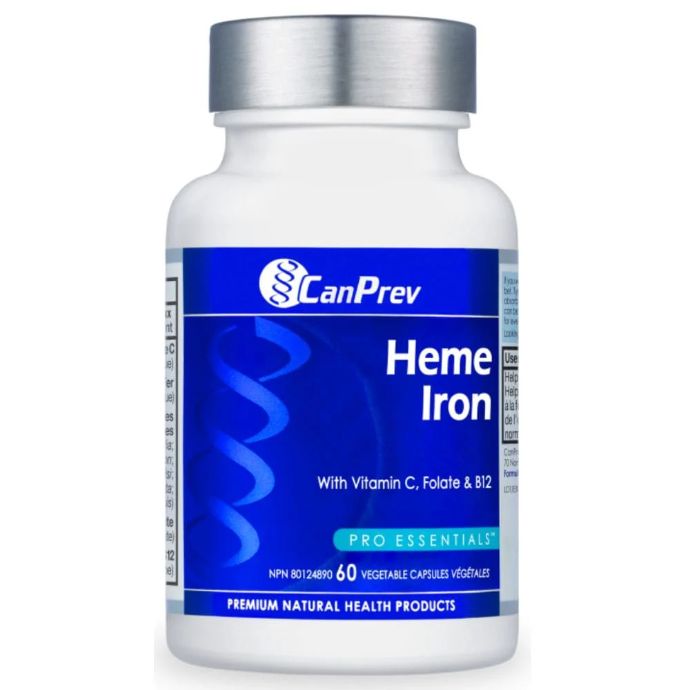 CanPrev Heme Iron, Easily Absorbable, Supports Fetal Development, Red Blood Cell Formation, 60 Vegetable Capsules