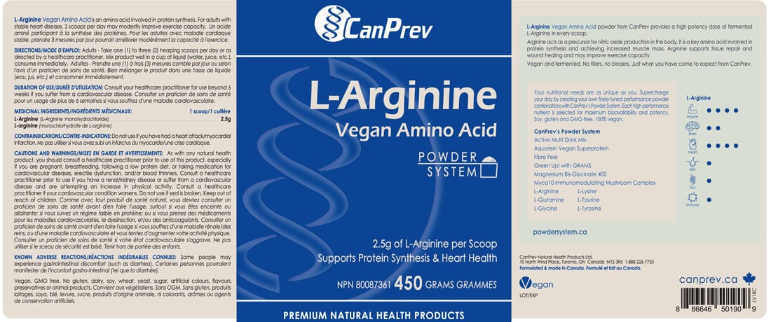CanPrev L-Arginine (2500mg per Scoop), 450g - Image 2