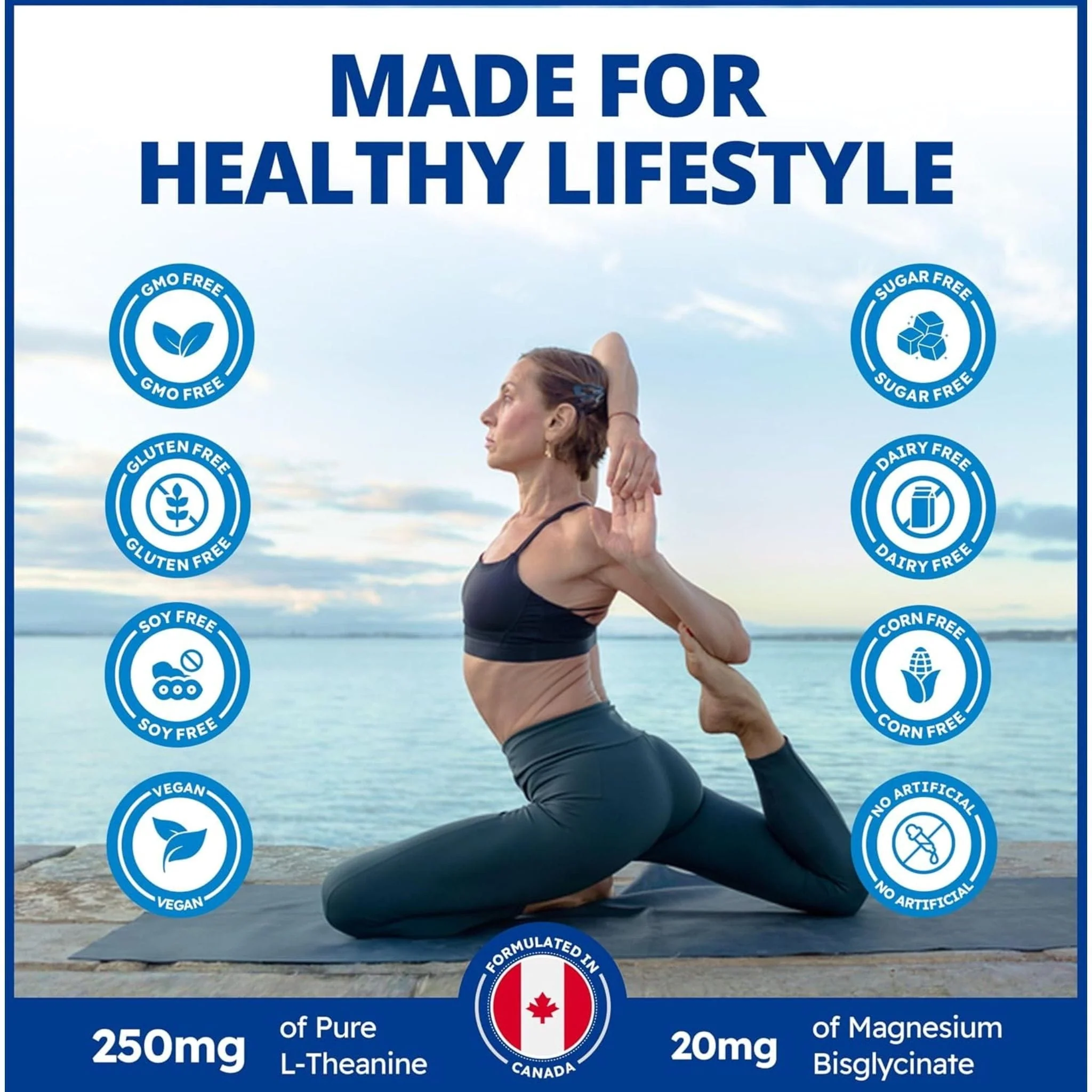 CanPrev L-Theanine 250mg with Magnesium Bisglycinate 20mg, 90 Vegetable Capsules - Image 8