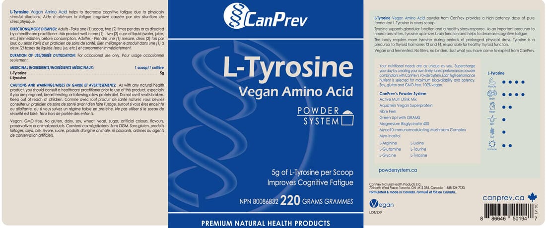 CanPrev L-Tyrosine Powder (5000mg per Scoop), 220g - Image 2