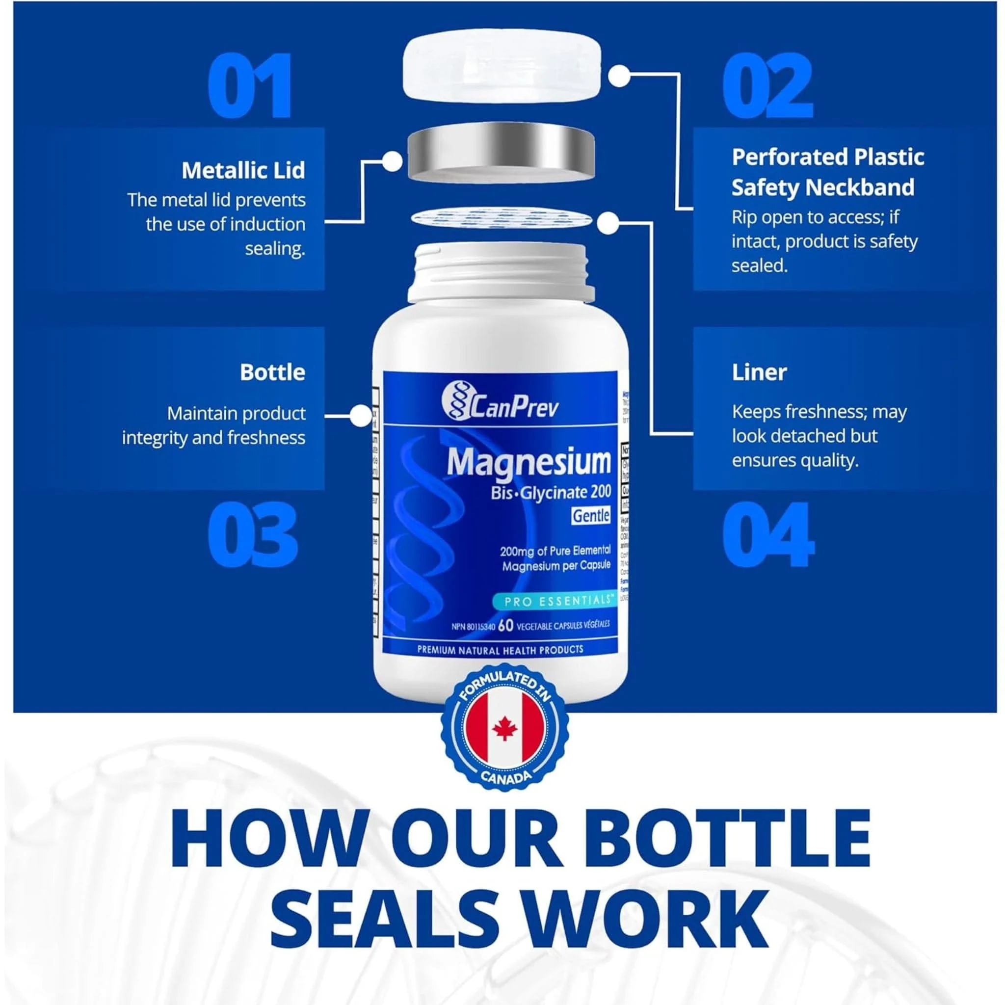 CanPrev Magnesium Bisglycinate 200 Gentle, Highly Absorbable Magnesium 200mg Capsules - Image 11