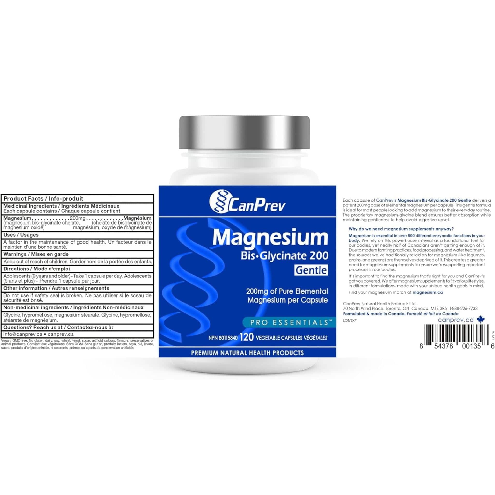 CanPrev Magnesium Bisglycinate 200 Gentle, Highly Absorbable Magnesium 200mg Capsules - Image 13