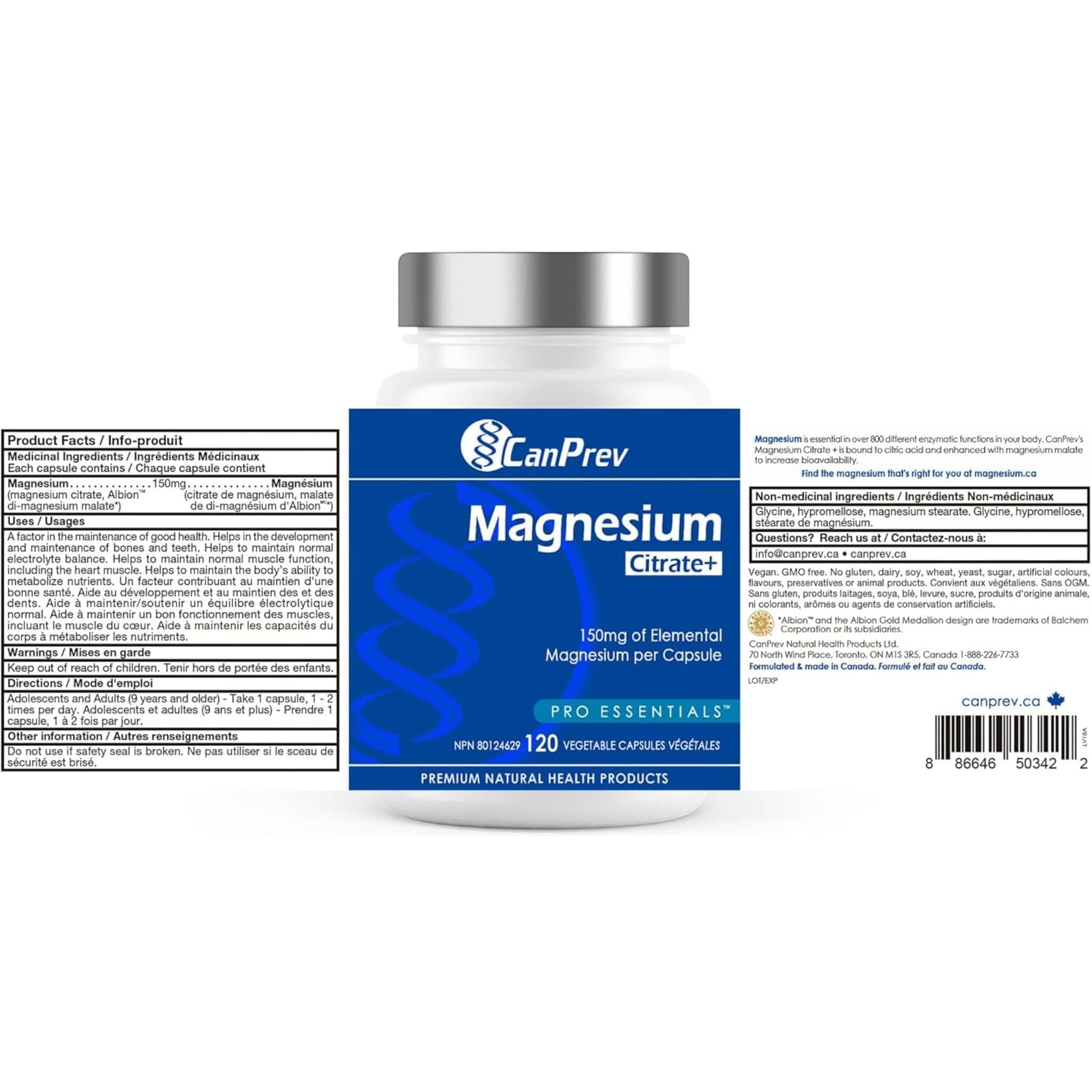 CanPrev Magnesium Citrate 150mg, 120 Vegetable Capsules - Image 3