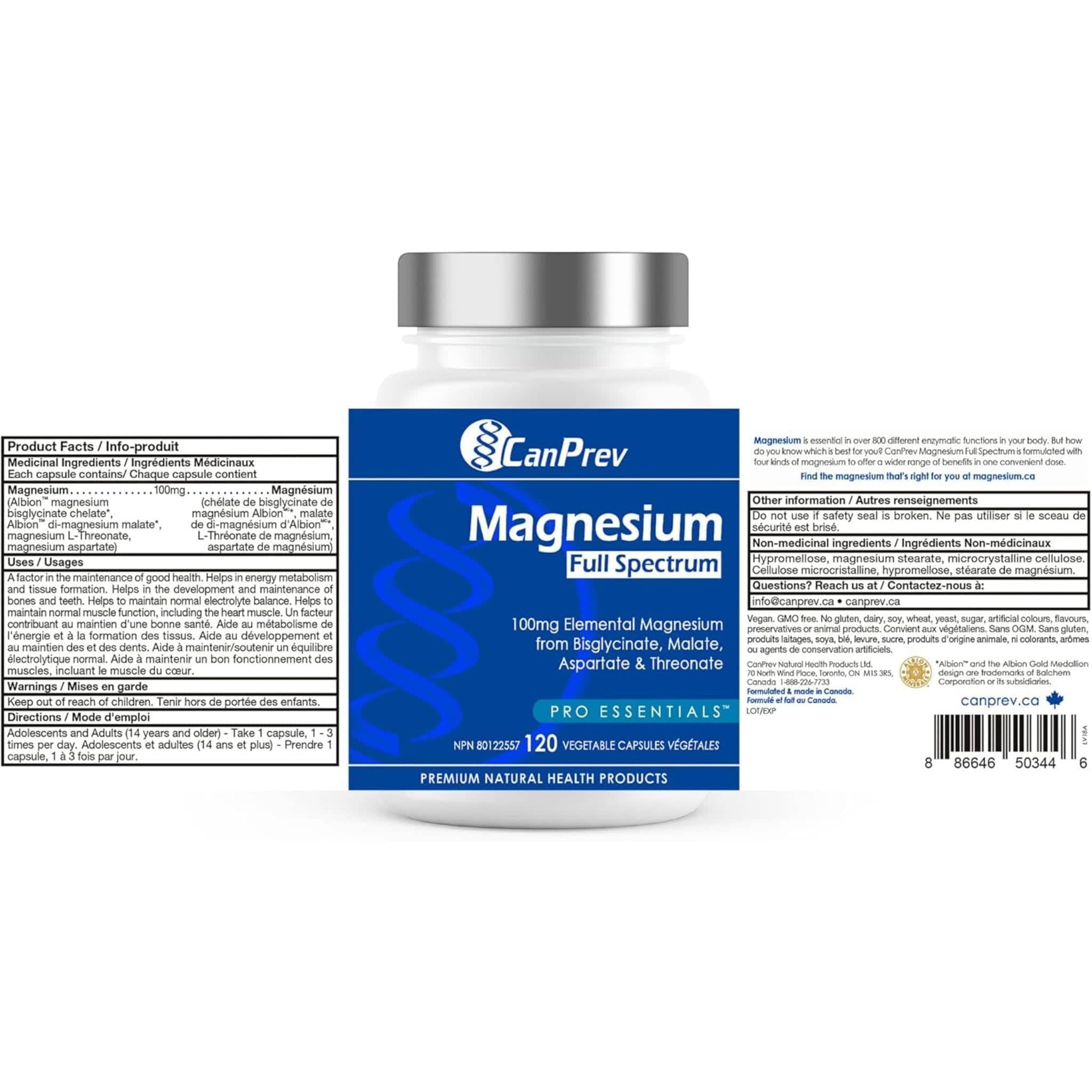 CanPrev Magnesium Full Spectrum, 120 Vegetable Capsules - Image 3