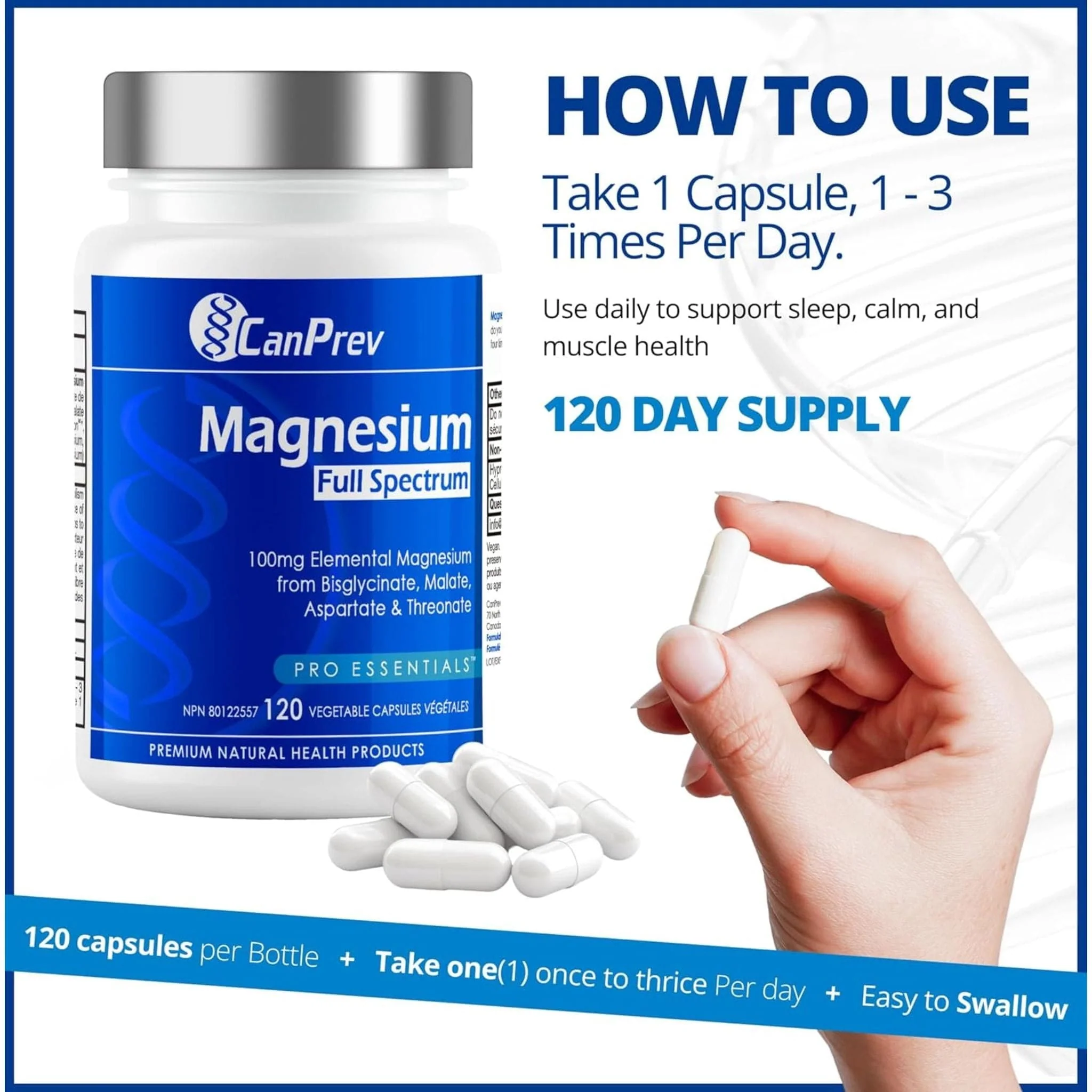 CanPrev Magnesium Full Spectrum, 120 Vegetable Capsules - Image 7