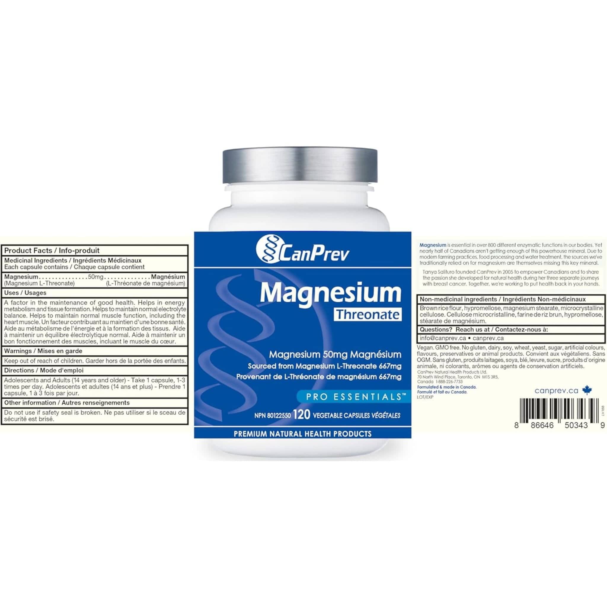 CanPrev Magnesium Threonate, 120 Vegetable Capsules - Image 3