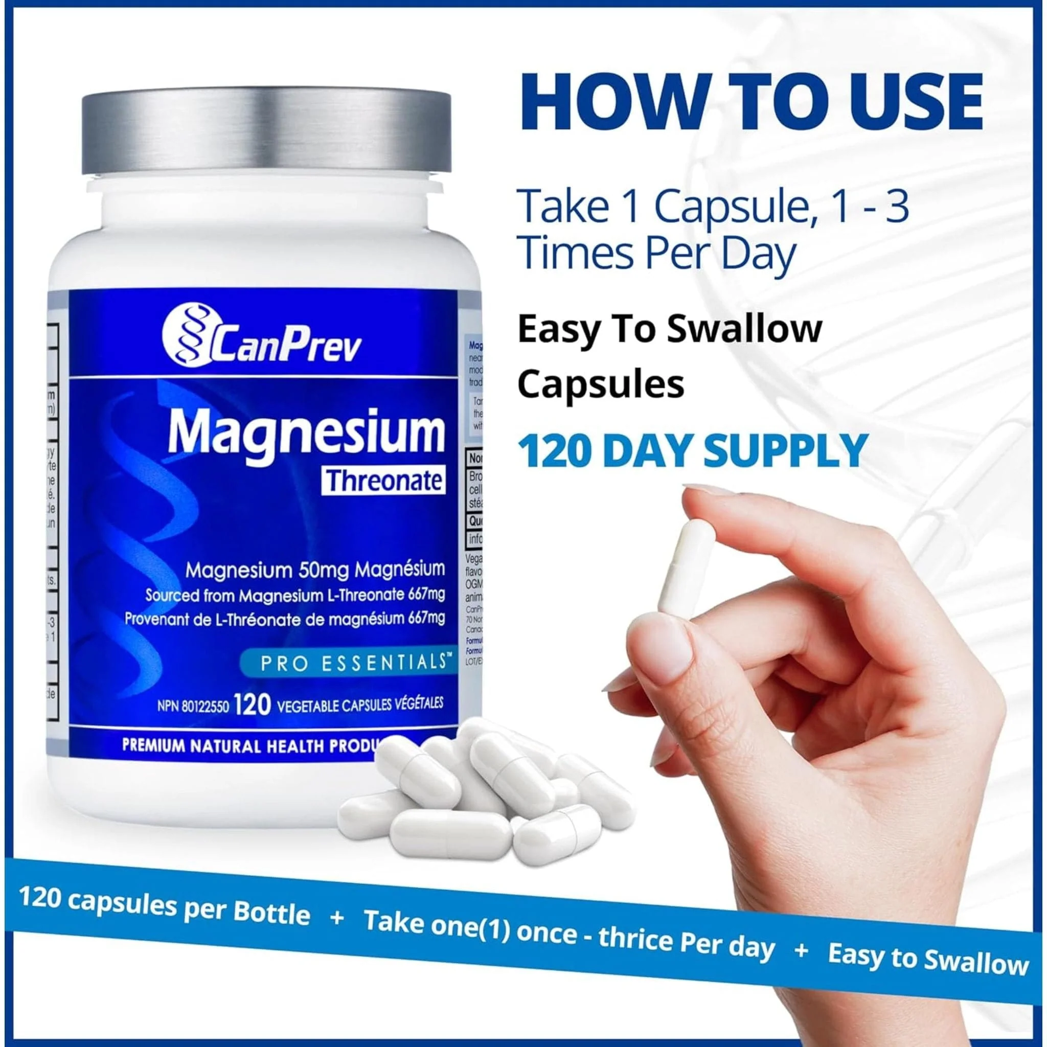 CanPrev Magnesium Threonate, 120 Vegetable Capsules - Image 5