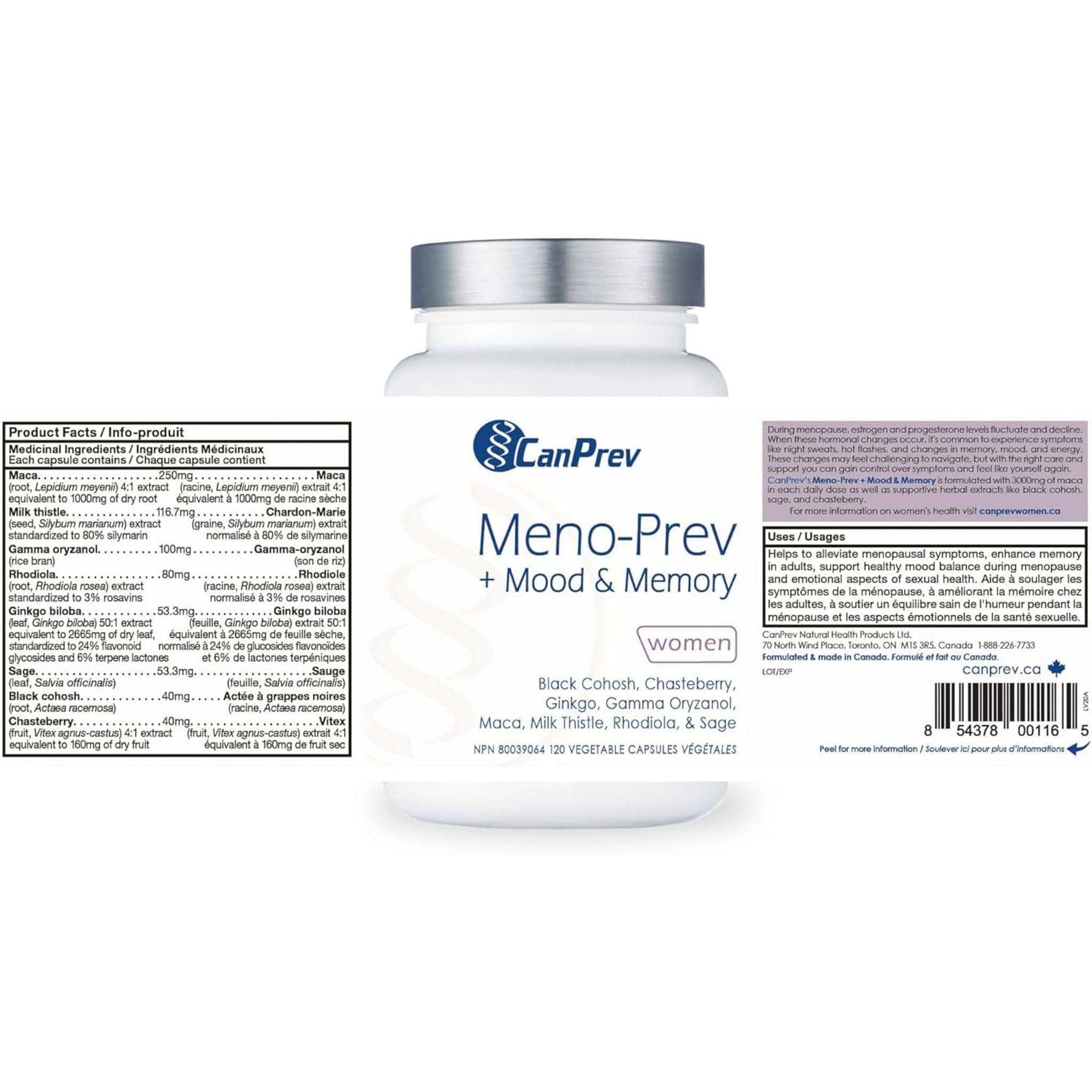 CanPrev Meno-Prev + Mood & Memory for Women, Menopause Support, 120 Vegicaps - Image 3