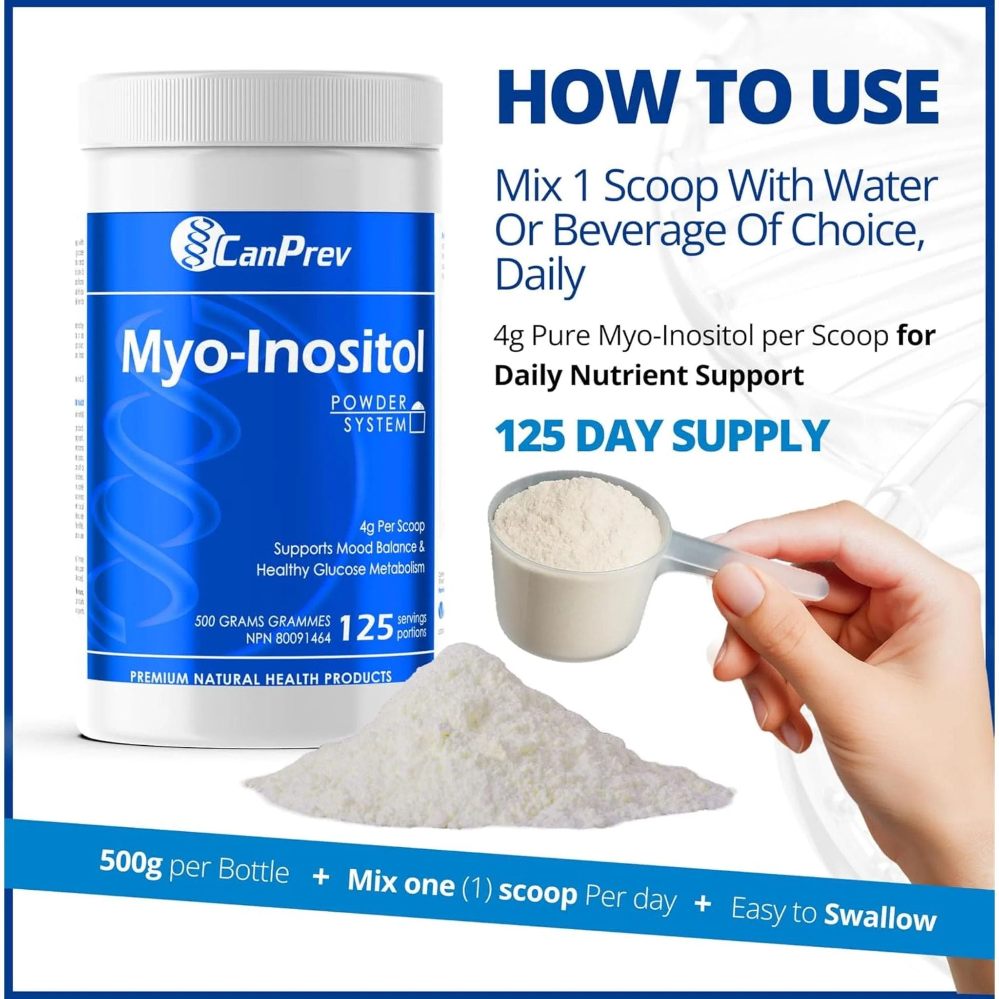 CanPrev Myo-Inositol Powder, Non-GMO, 500g - Image 7