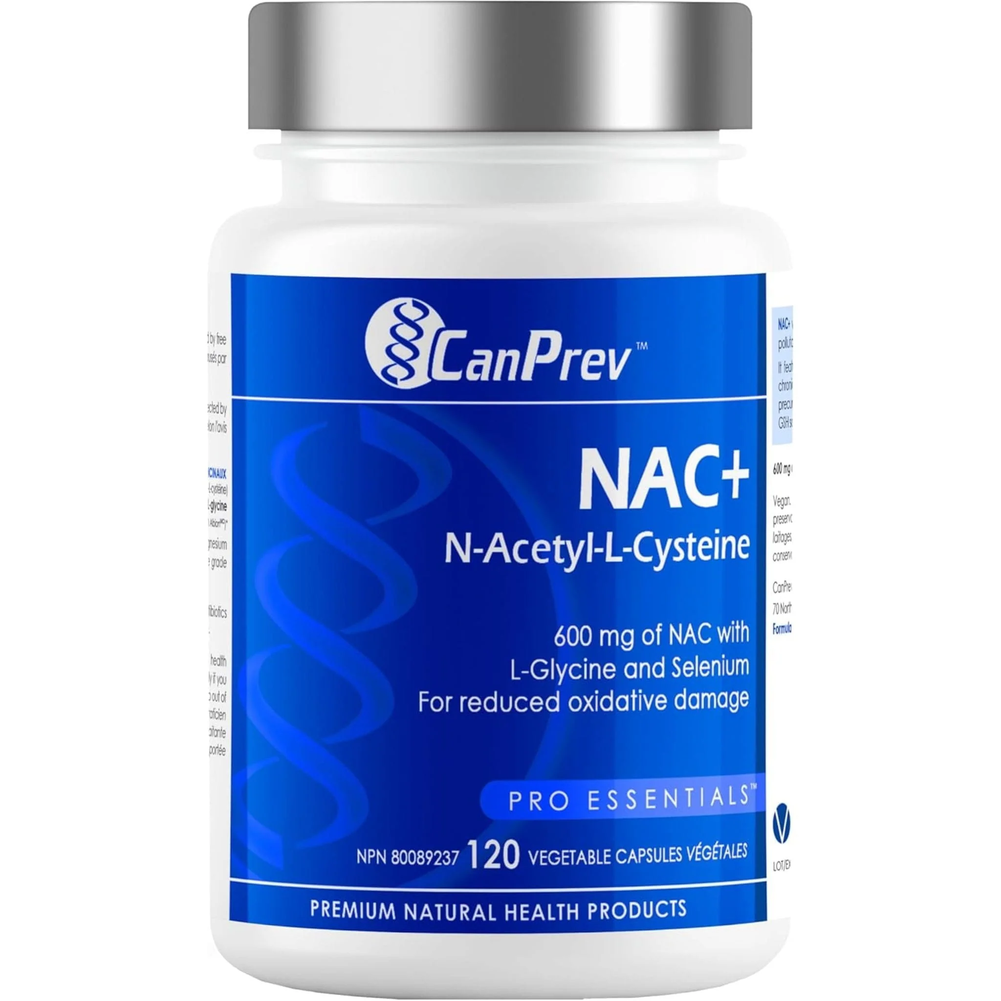 CanPrev NAC (N-Acetyl-L-Cysteine) 600mg with Glycine and Selenium, 120 Capsules - Image 2