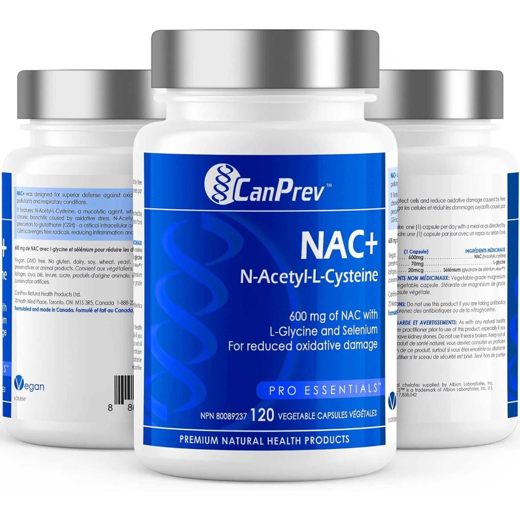 CanPrev NAC (N-Acetyl-L-Cysteine) 600mg with Glycine and Selenium, 120 Capsules - Image 3