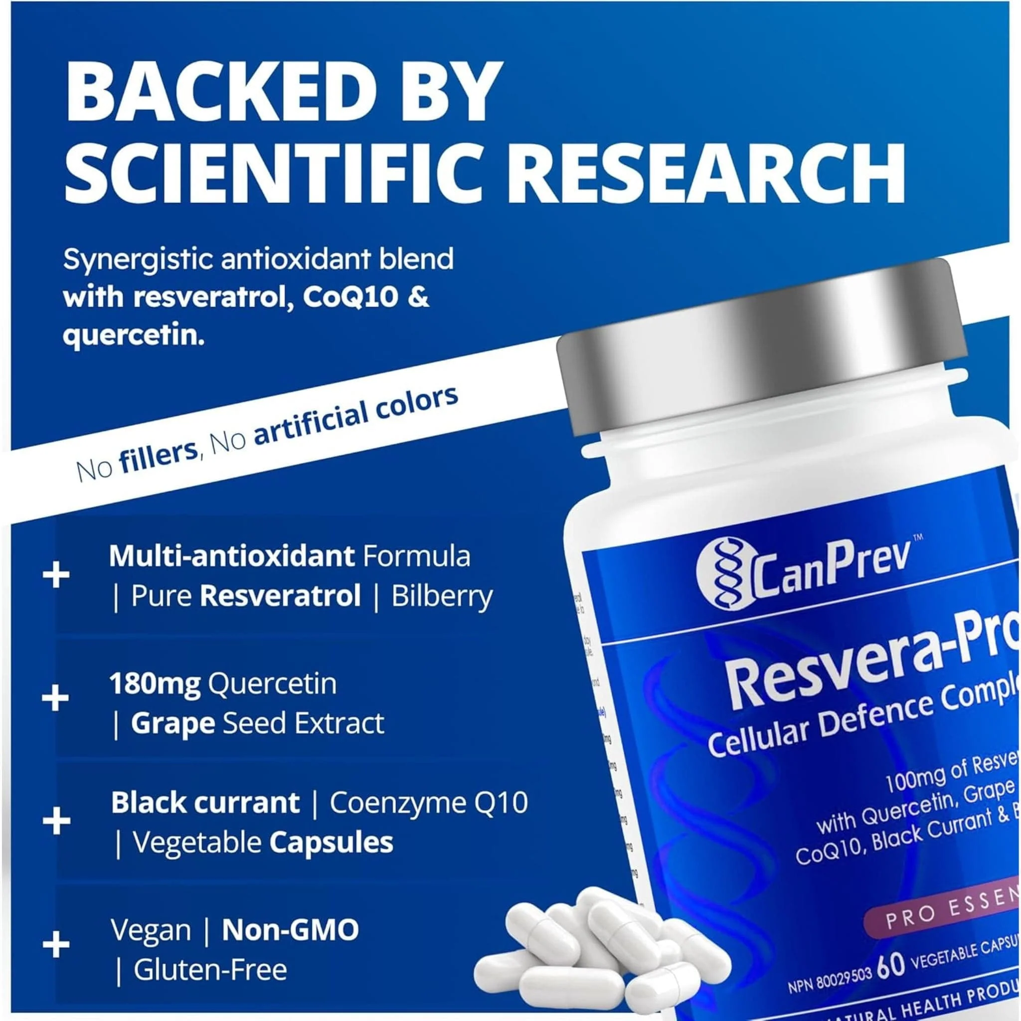 CanPrev Resvera-Pro Resveratrol Complex, 60 Vegetable Capsules - Image 5