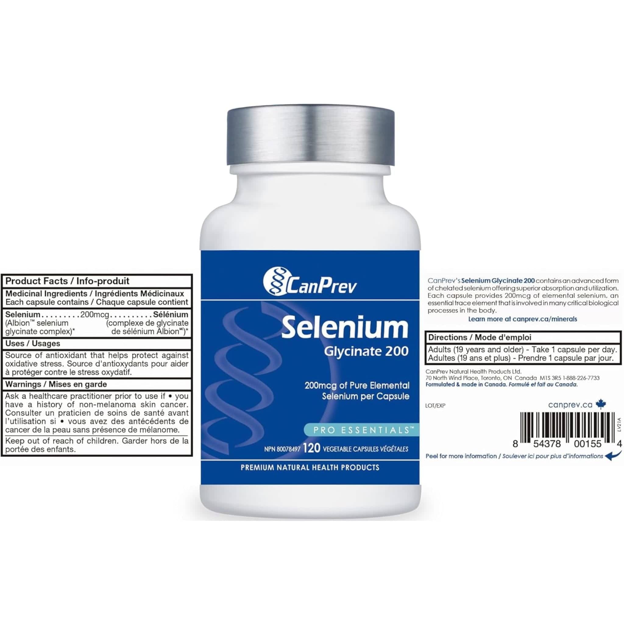 CanPrev Selenium Glycinate 200, 120 Vegetable Capsules - Image 3
