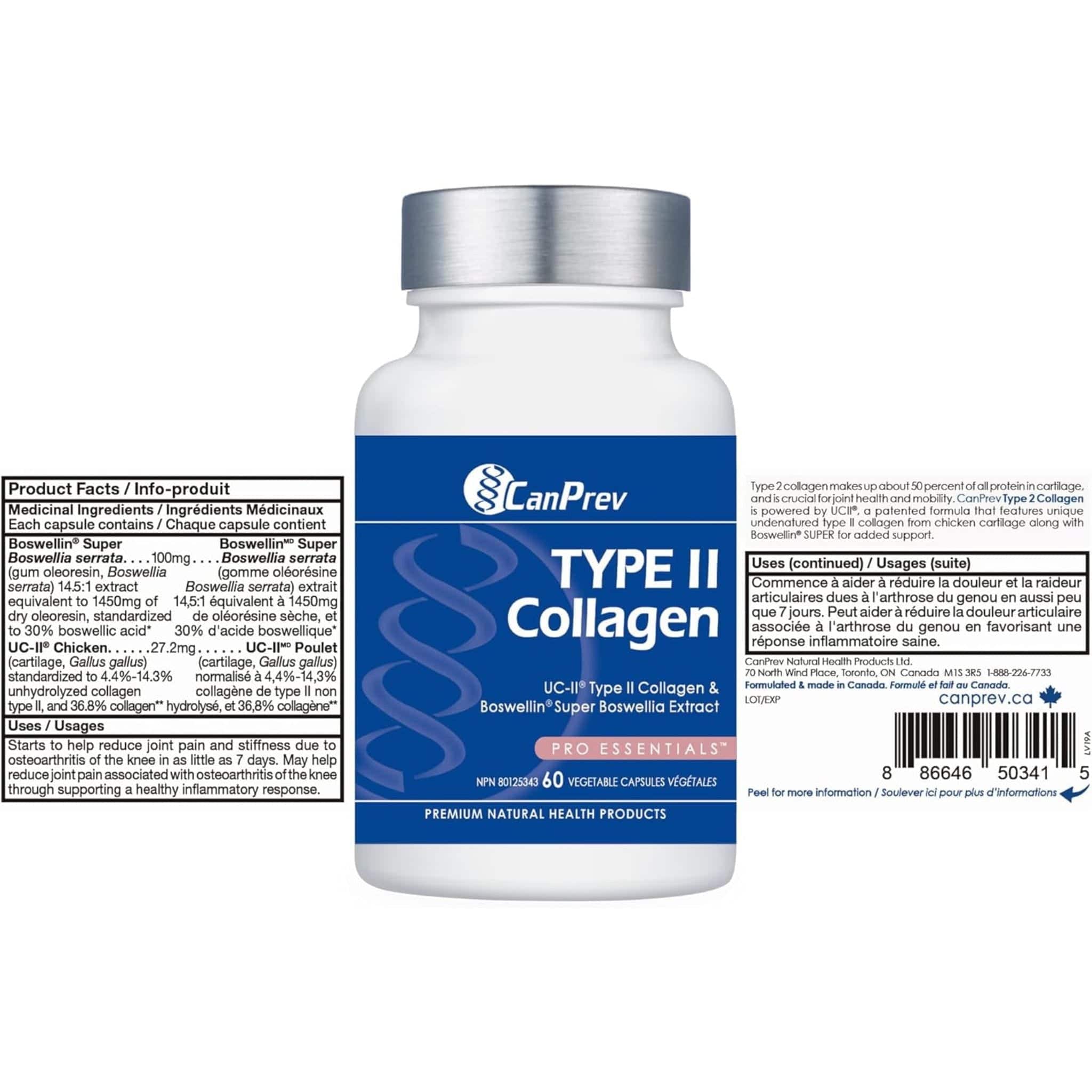 CanPrev Type II Collagen, Supports Joint Health, 60 Vegetable Capsules - Image 3