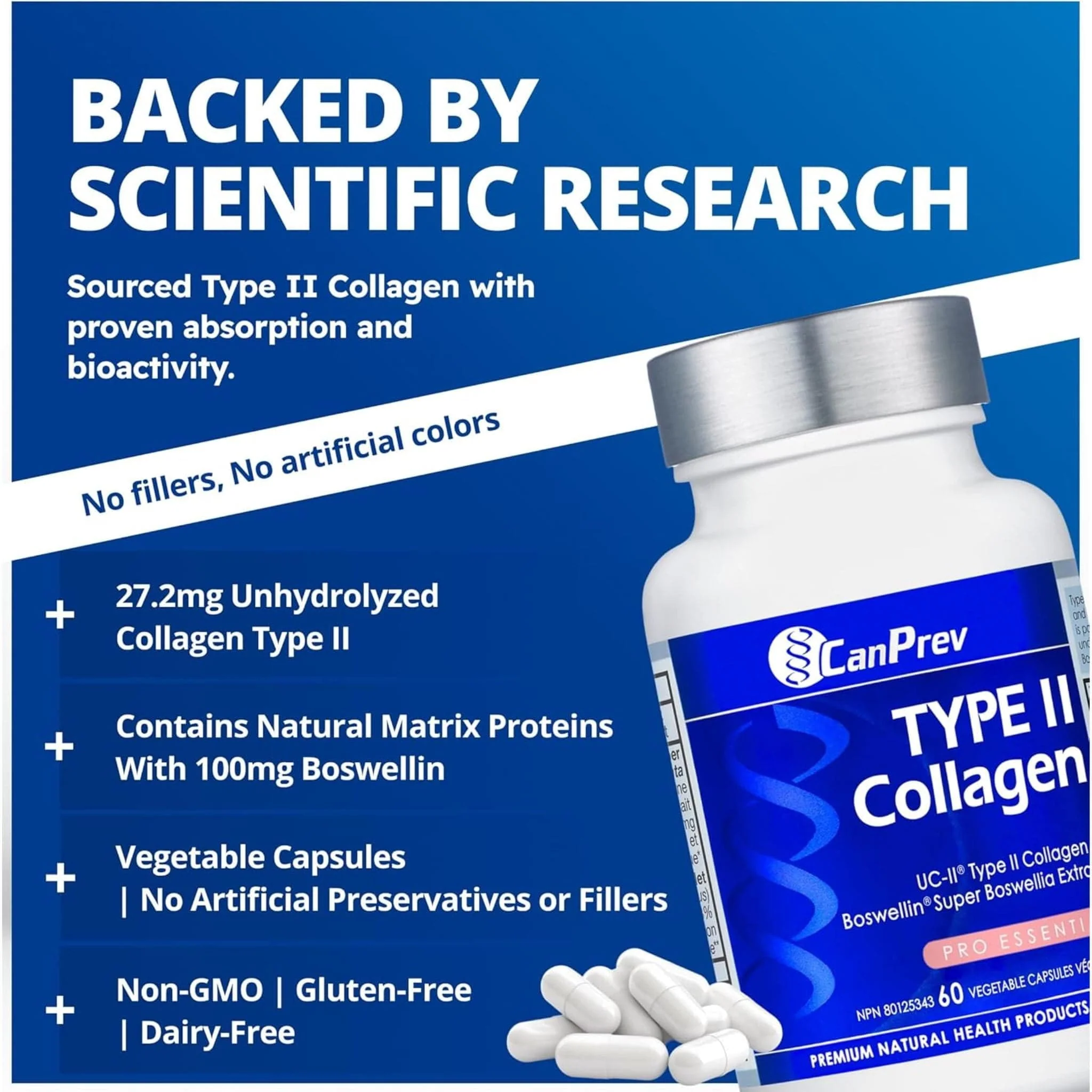 CanPrev Type II Collagen, Supports Joint Health, 60 Vegetable Capsules - Image 5