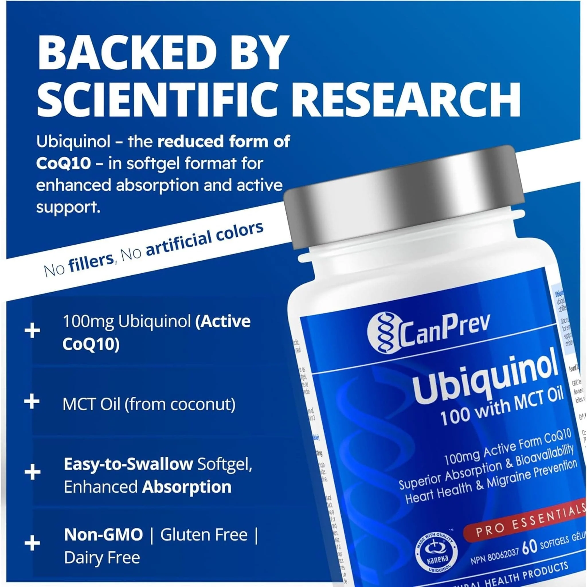 CanPrev Ubiquinol 100mg with MCT Oil, 60 softgels - Image 5