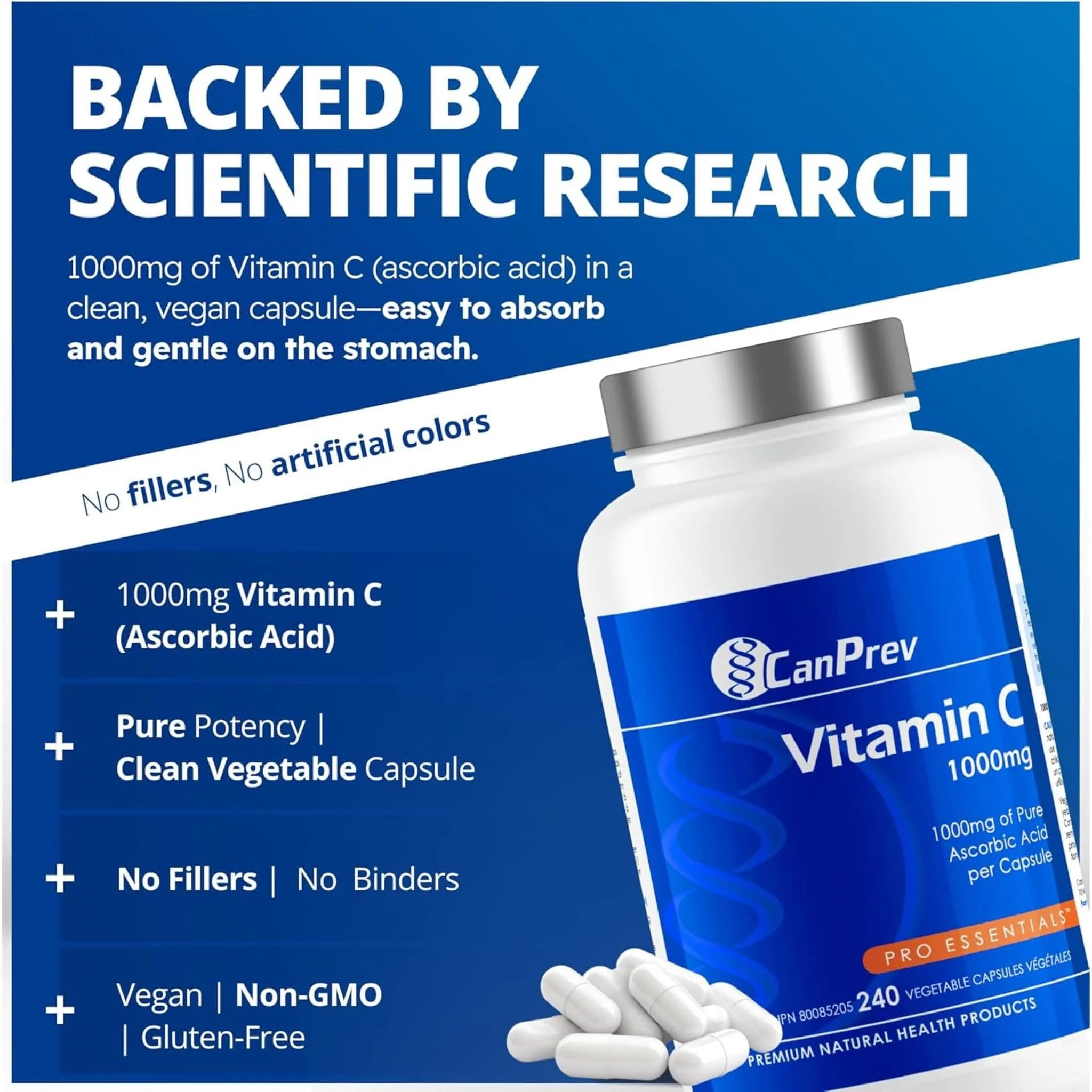 CanPrev Vitamin C 1000mg Capsules, 240 Vegetable Capsules - Image 3