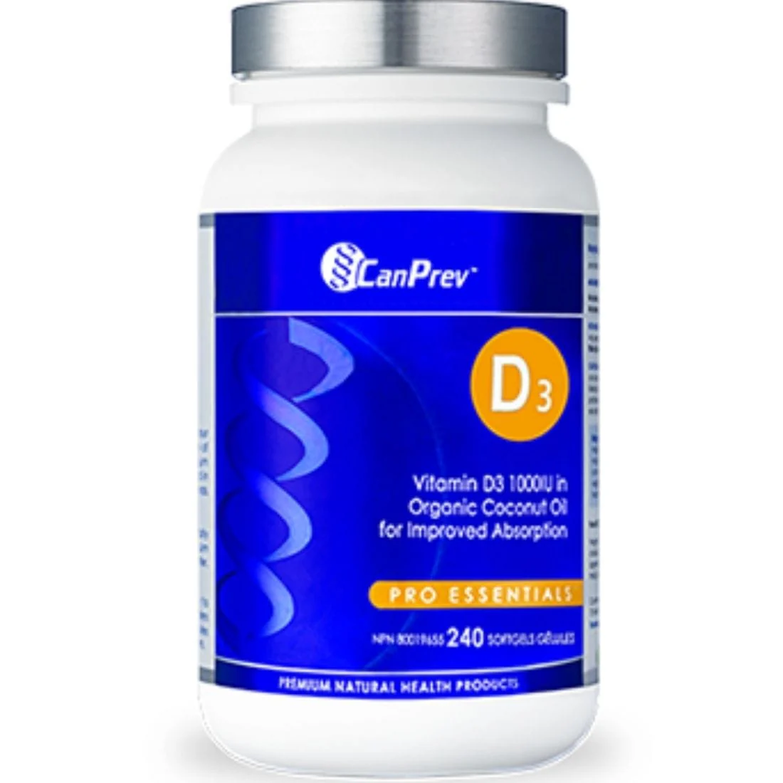 CanPrev Vitamin D3 1000IU + Organic Coconut Oil Softgels - Image 3