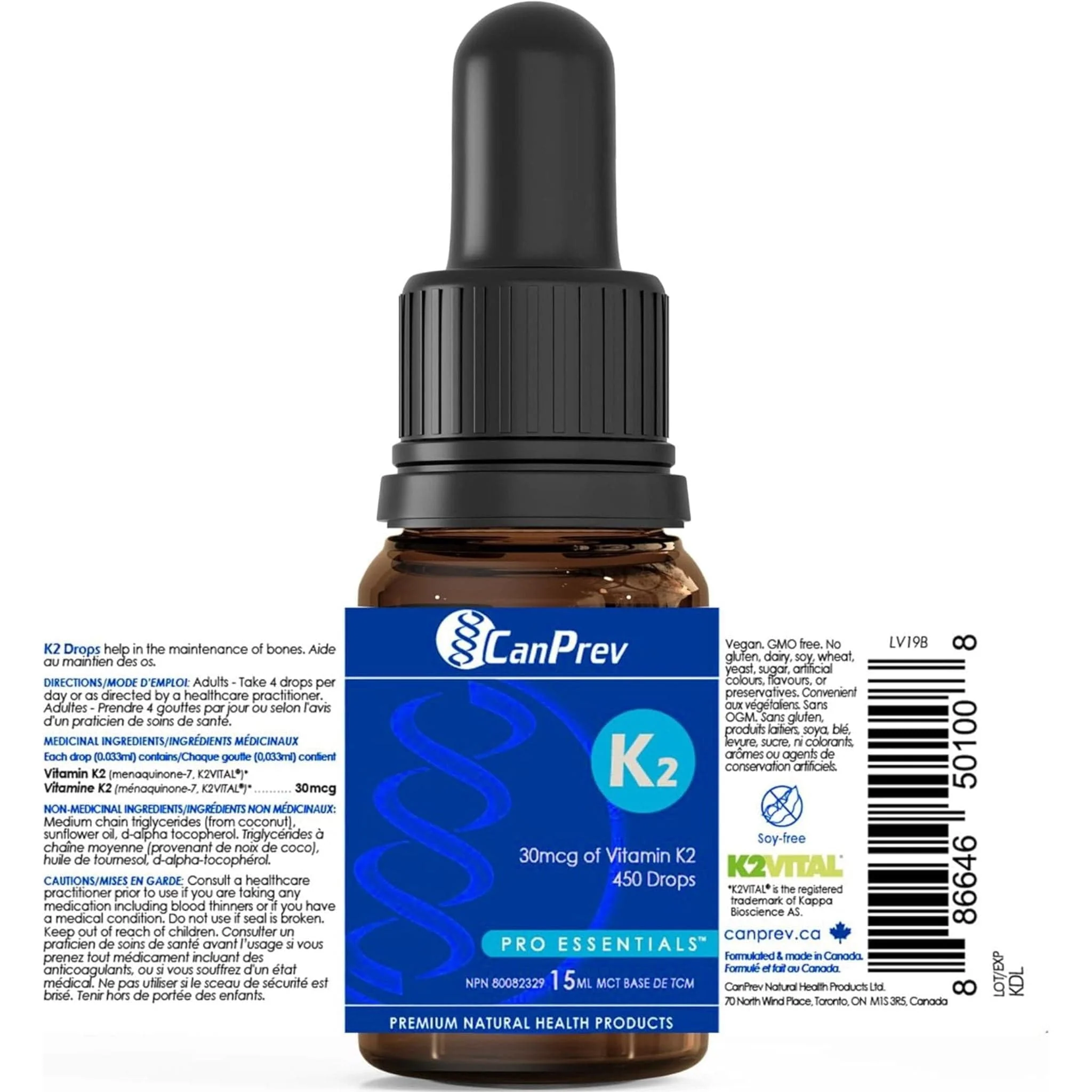 CanPrev Vitamin K2 Drops (MK7) in a MCT Oil Base, 30mcg, 15ml (450 drops) - Image 3
