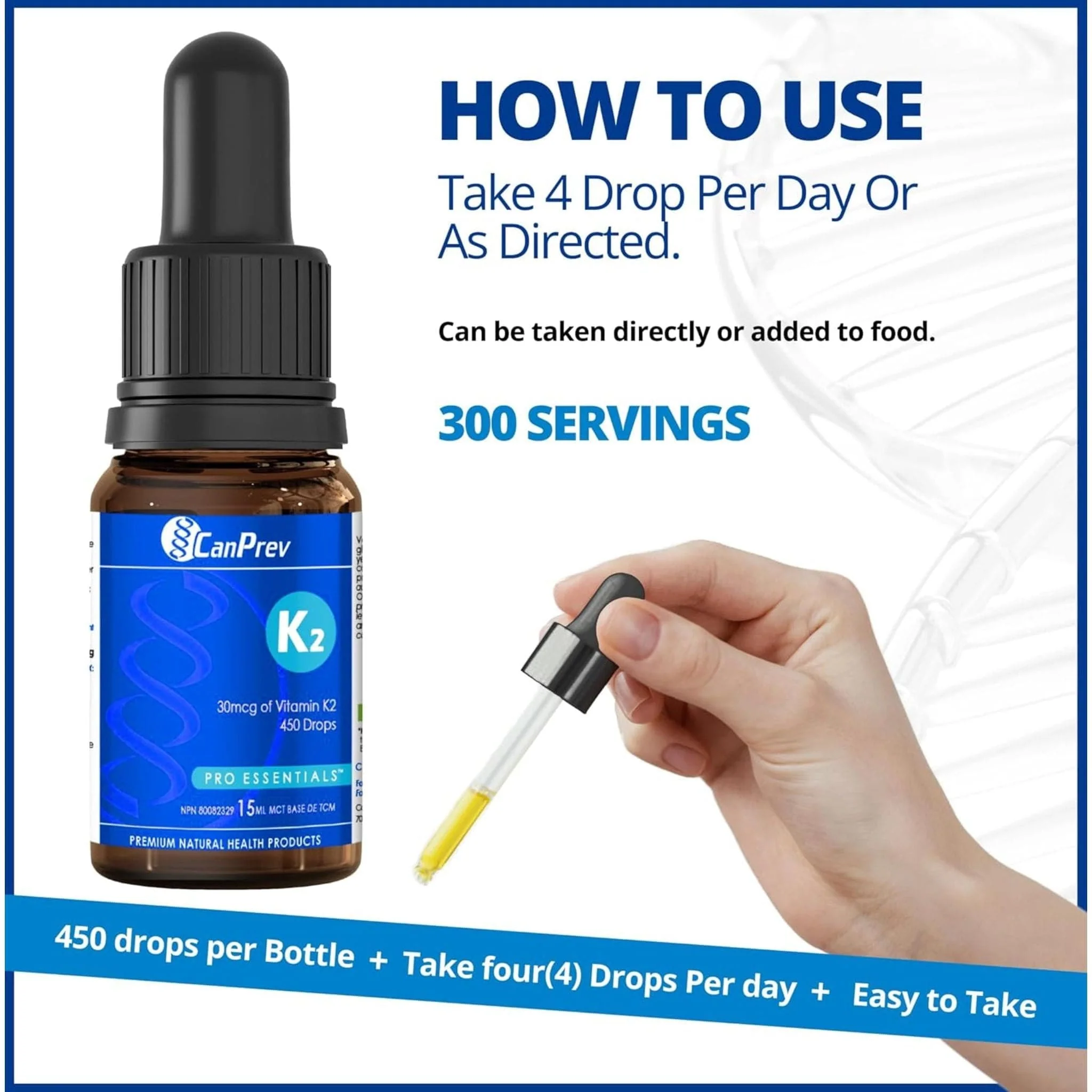 CanPrev Vitamin K2 Drops (MK7) in a MCT Oil Base, 30mcg, 15ml (450 drops) - Image 7