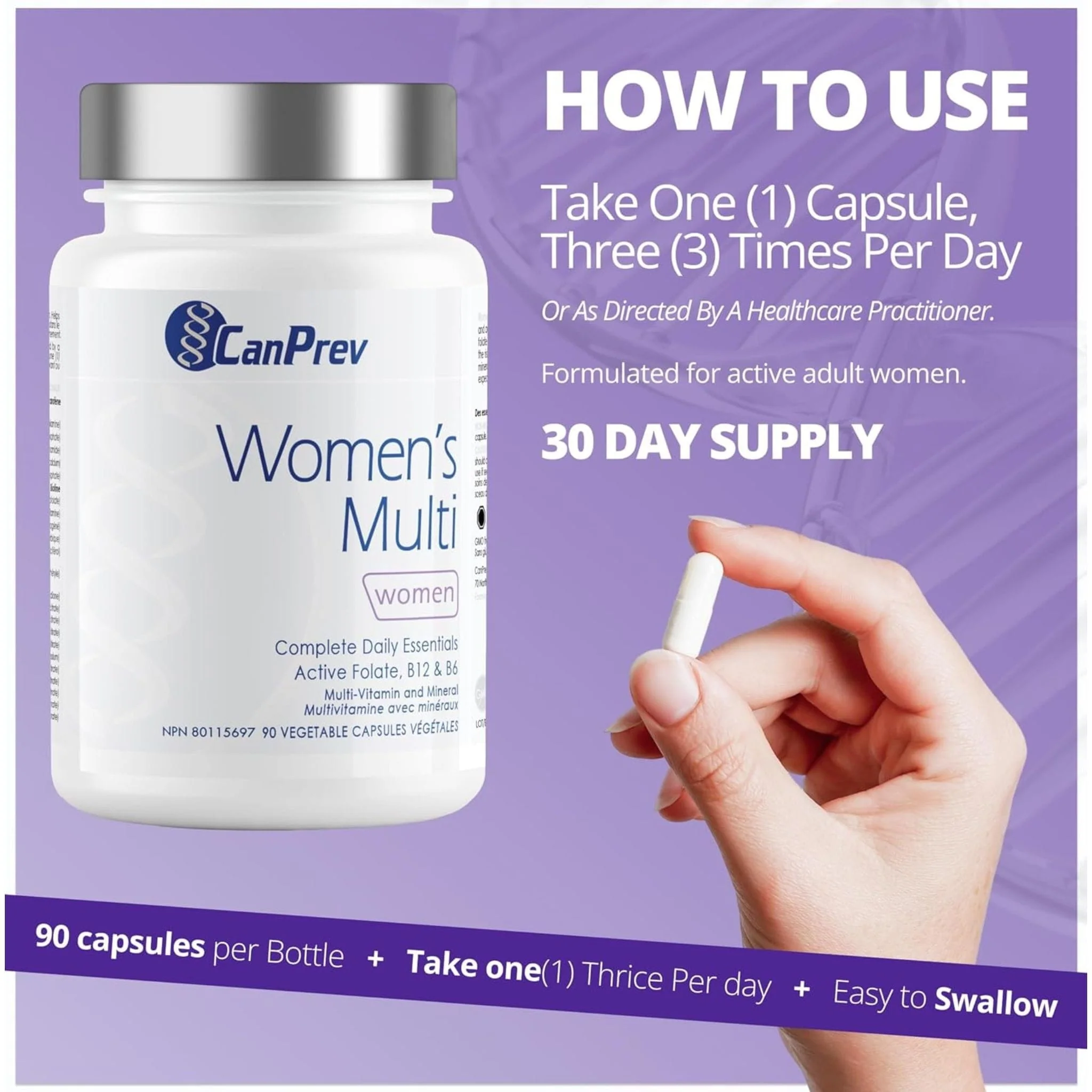 CanPrev Women's Multi, 90 Vegetable Capsules - Image 7