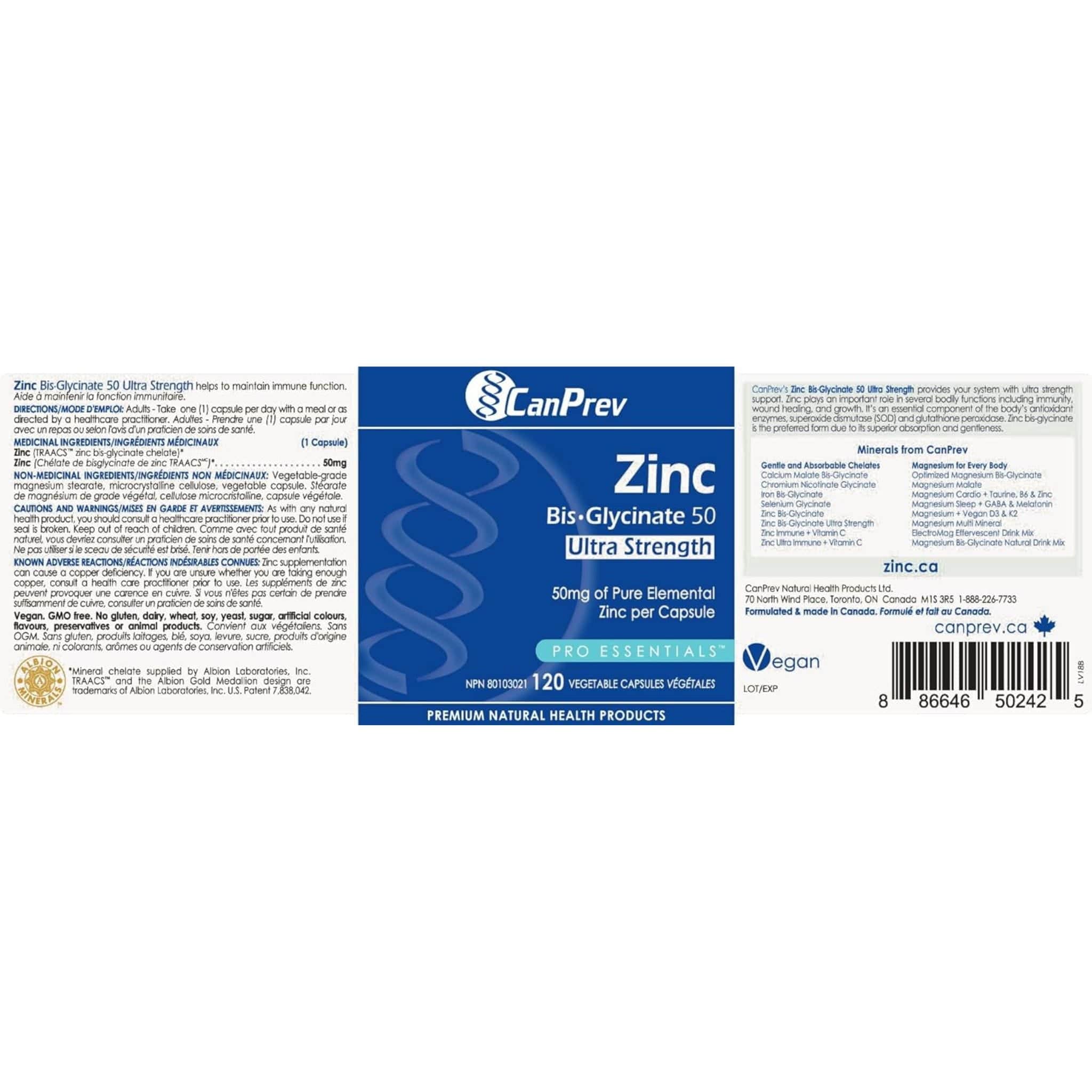 CanPrev Zinc 50mg Ultra Strength, 120 Capsules - Image 3