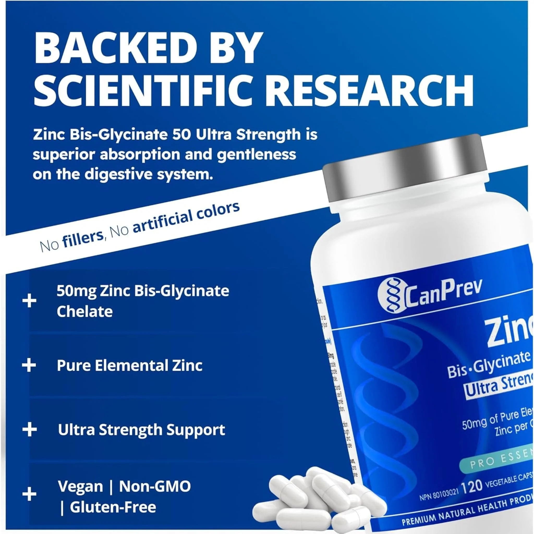 CanPrev Zinc 50mg Ultra Strength, 120 Capsules - Image 5