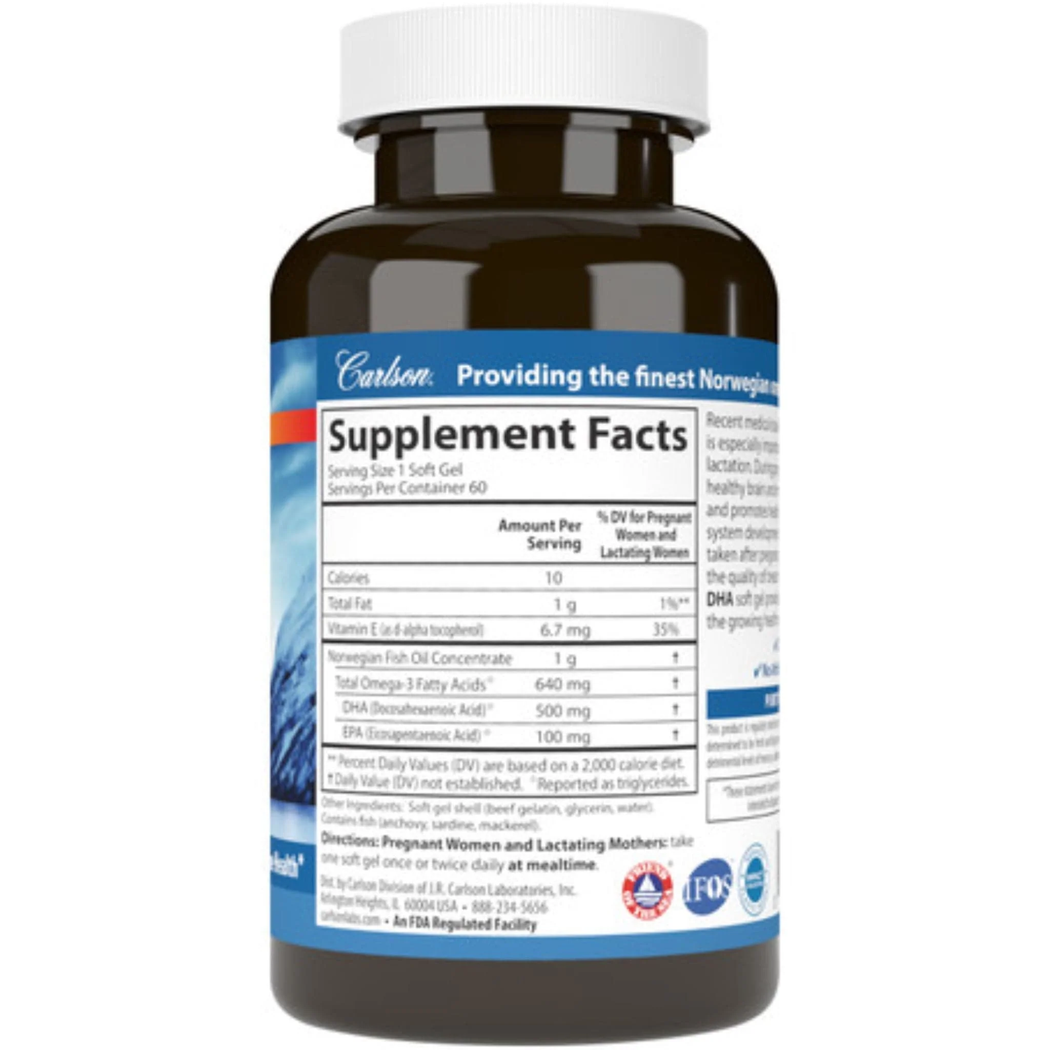 Carlson Mothers DHA 500mg (rTG) , 60 Softgels - Image 2