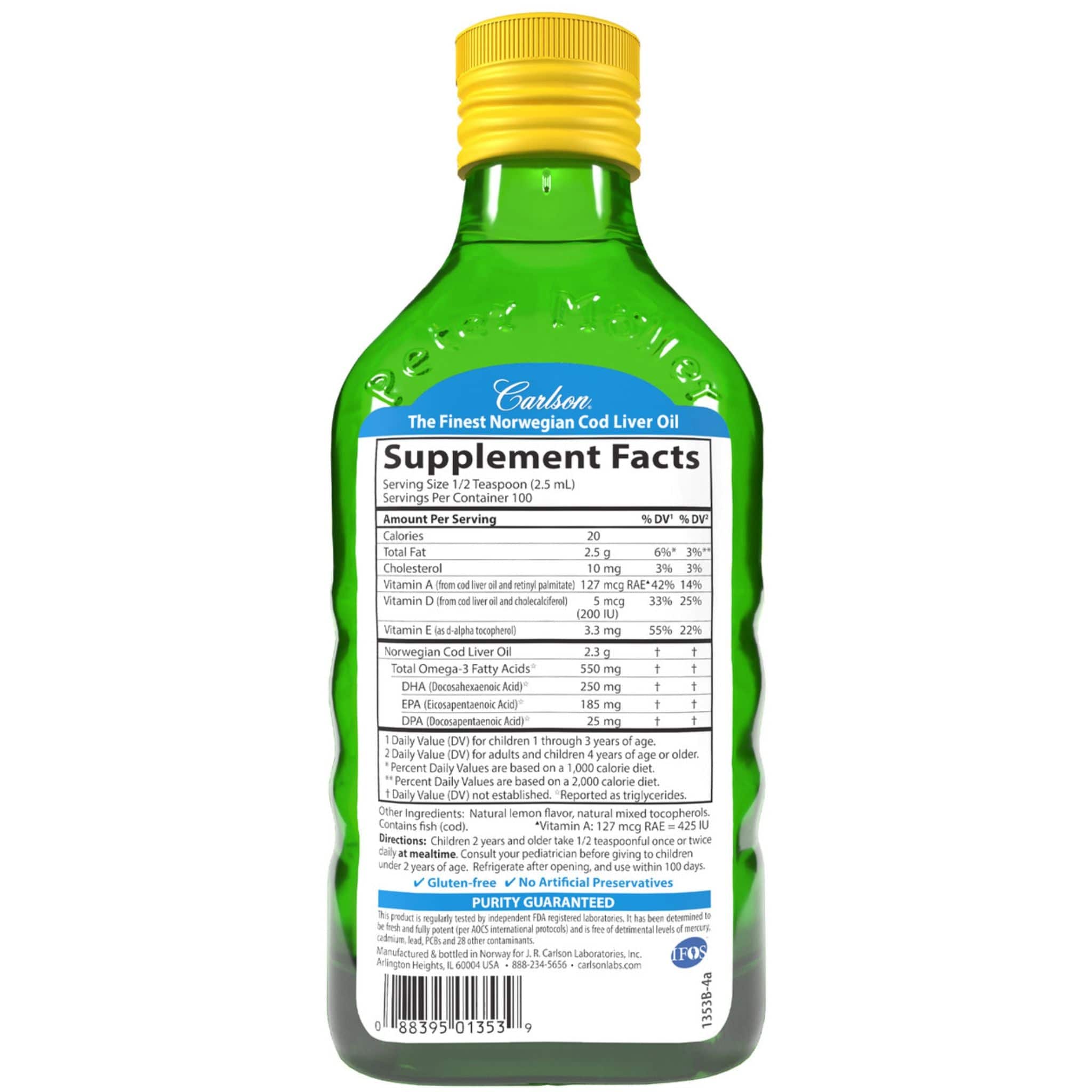 Carlson Norwegian Cod Liver Oil For Kids (TG), 250ml - Image 2