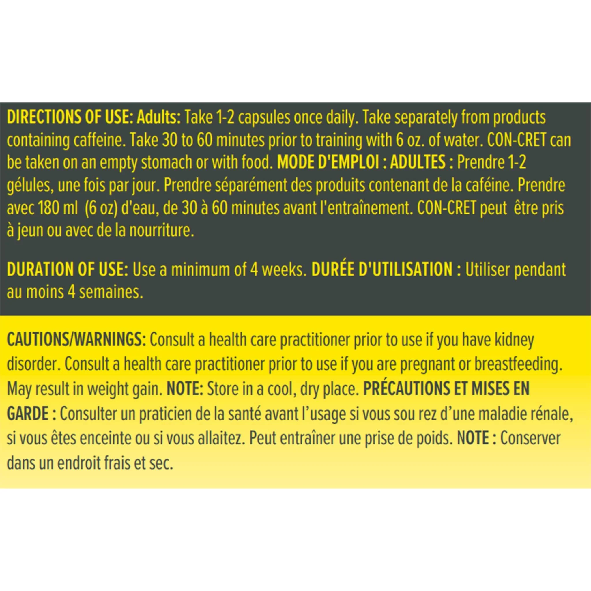 Con-Cret Creatine HCL 750mg, 72 Capsules - Image 2