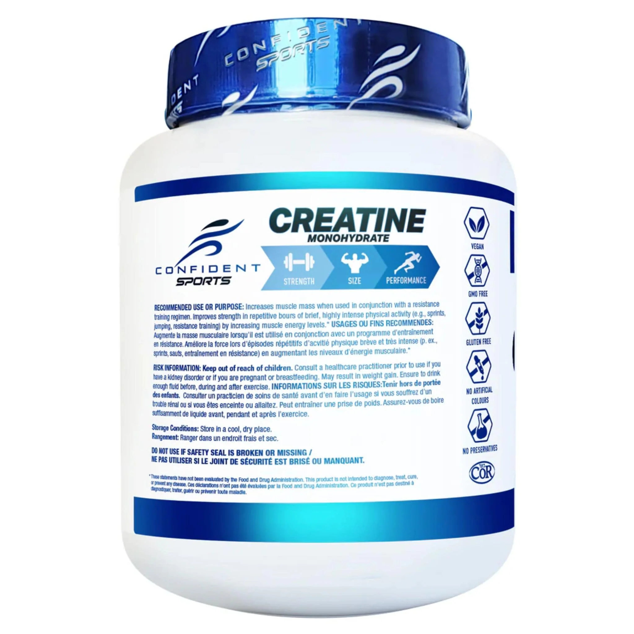 Confident Sports Creatine Monohydrate, NSF Certified, 100% Ultra-Pure, Micronized, 1100g - Image 2
