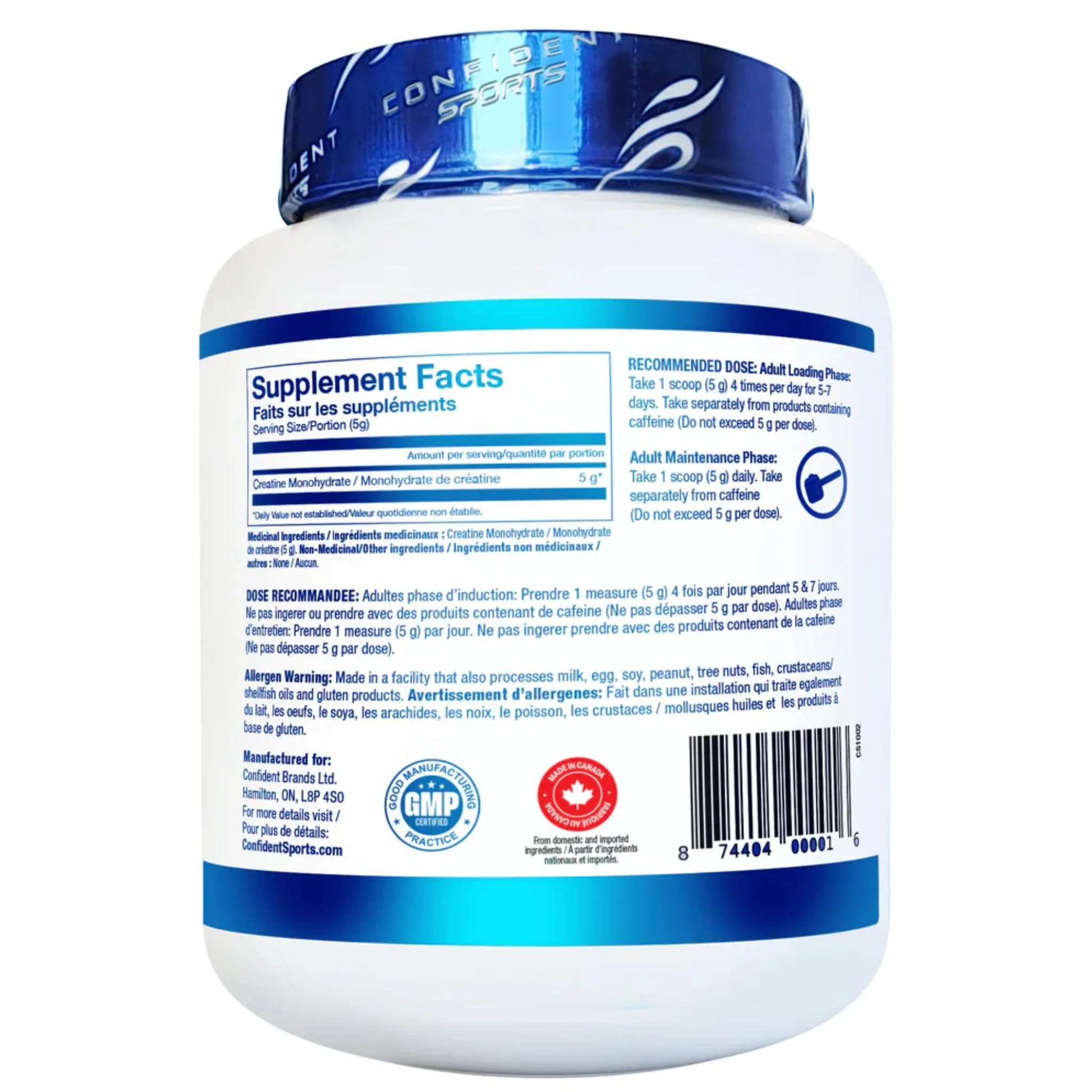 Confident Sports Creatine Monohydrate, NSF Certified, 100% Ultra-Pure, Micronized, 1100g - Image 3