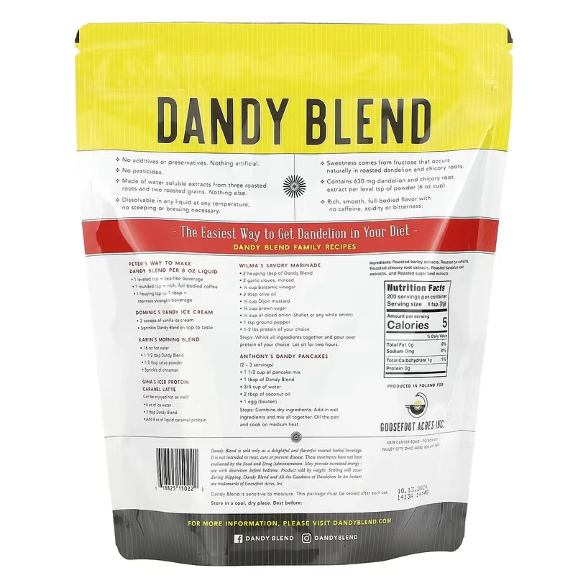 Dandy Blend Instant Herbal Beverage with Dandelion, Premium Coffee Substitute - Image 4