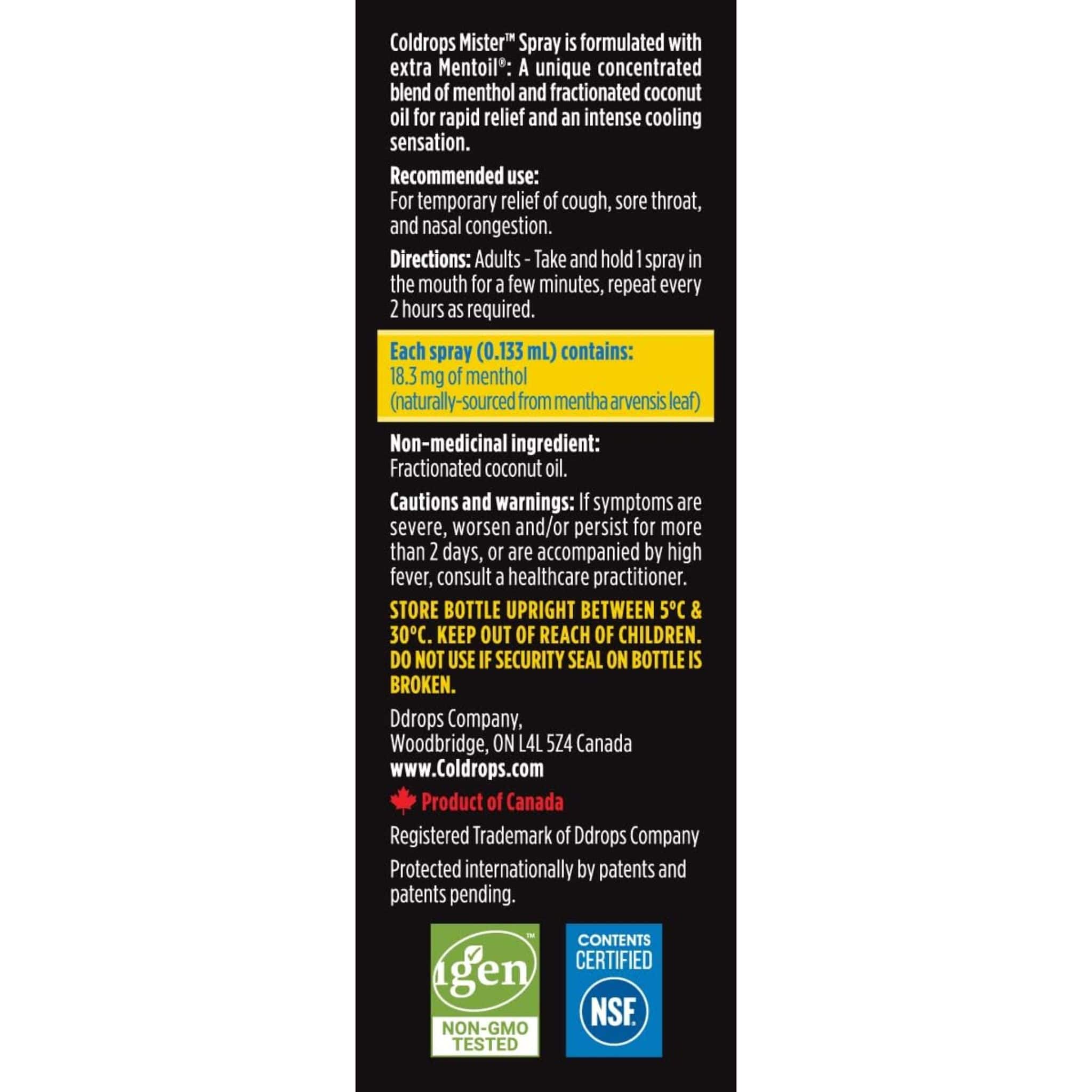 Ddrops Coldrops Mister Sore Throat Spray (Extra Strength), 50 Sprays, 6.6ml - Image 2