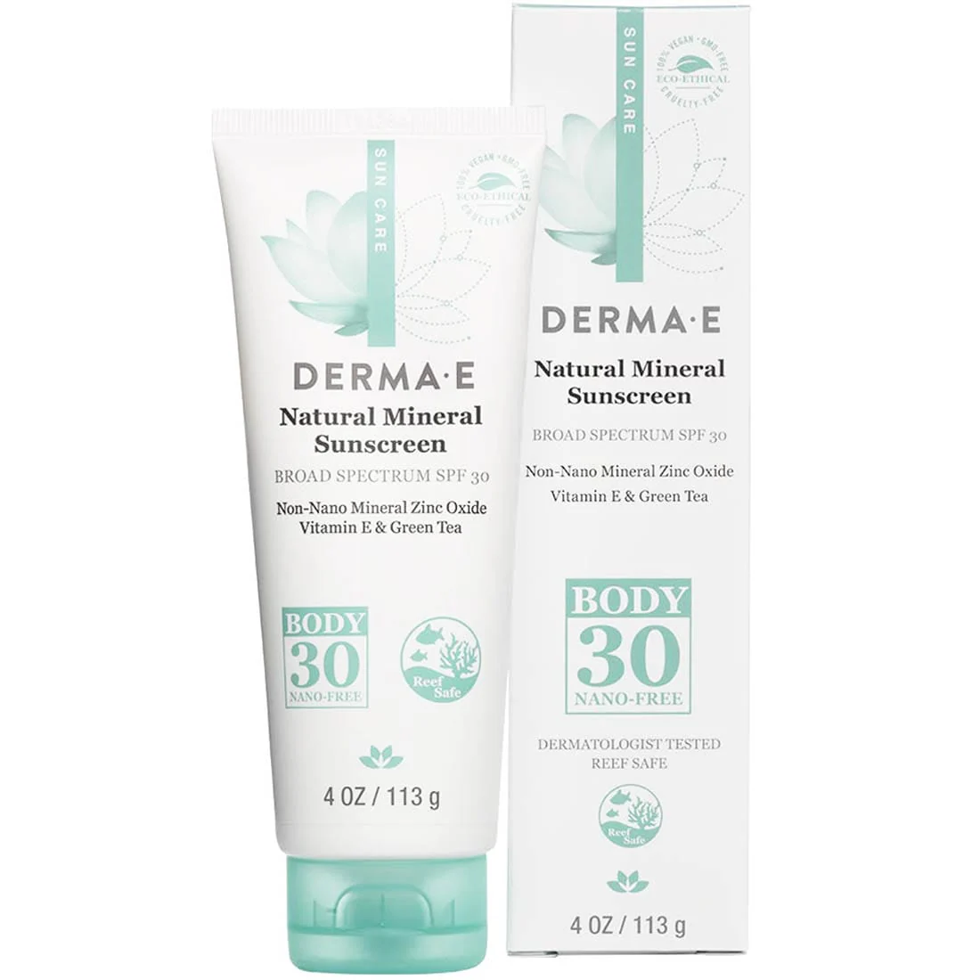 Derma E Natural Mineral Sunscreen SPF 30 Lotion (Non-Nano Zinc), 113g