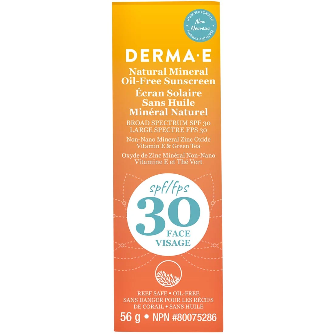 Derma E Natural Mineral Sunscreen SPF 30, Oil-Free Face Lotion, 56g