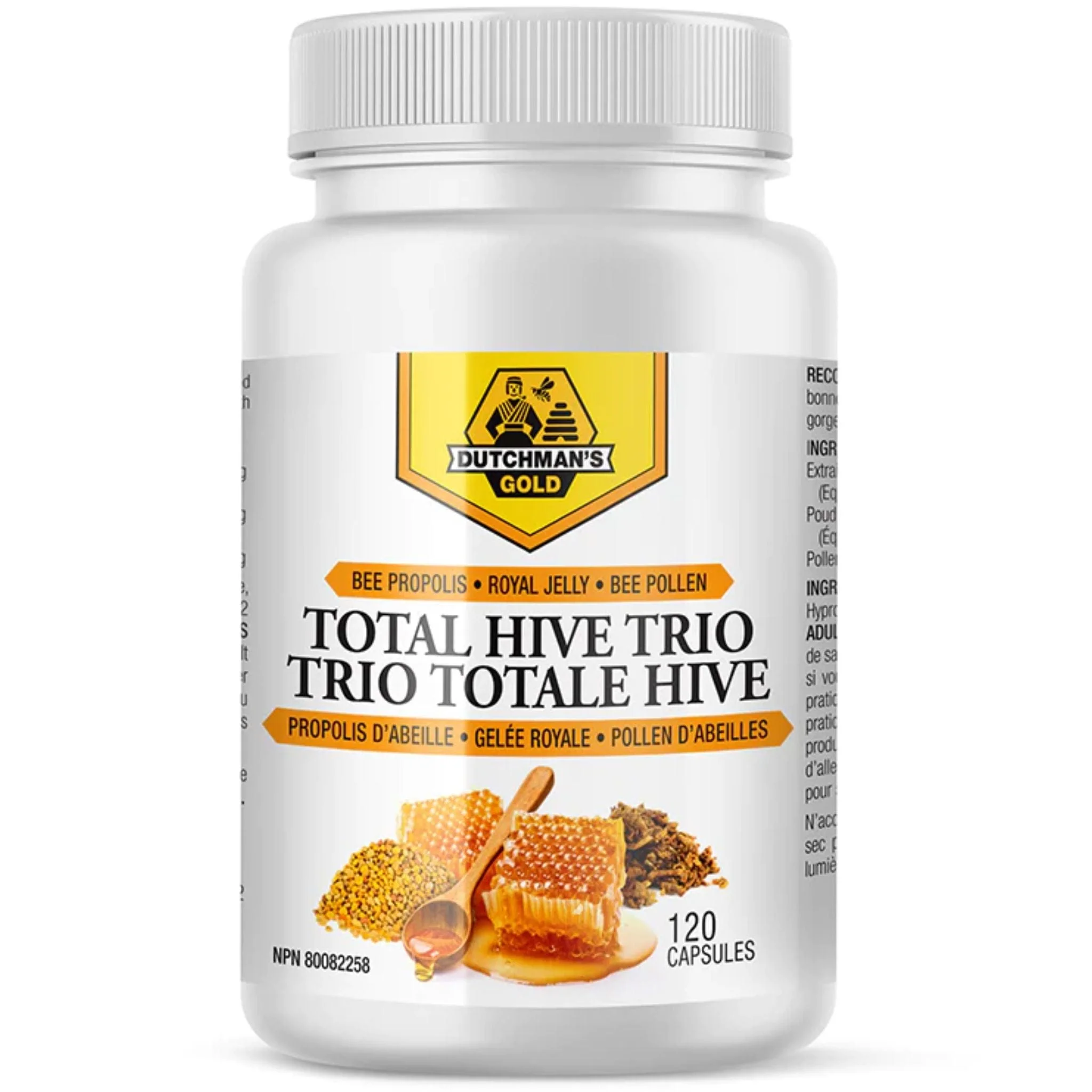 Dutchman's Gold Total Hive Trio, Royal Jelly, Propolis and Bee Pollen, 120 Vegetable Capsules