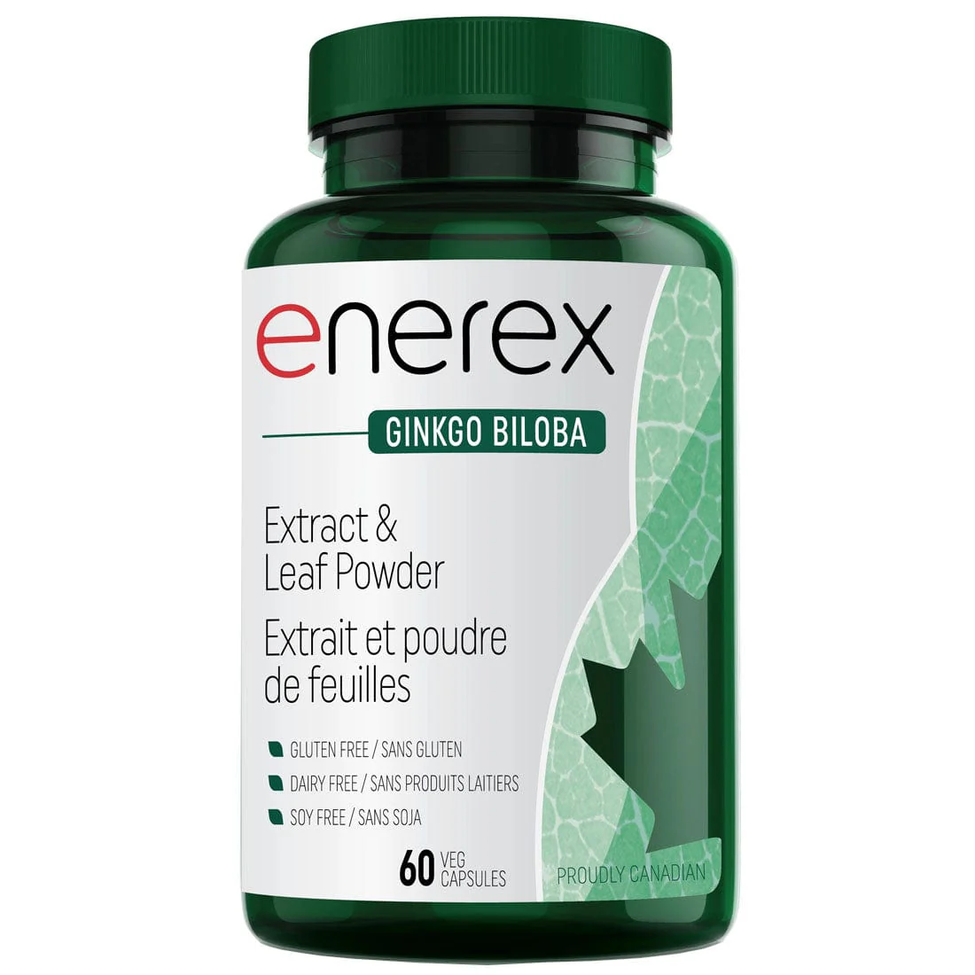 Enerex Ginkgo Biloba Extract 400mg and Ginkgo Biloba Leaf Powder 62.5mg, 60 Capsules