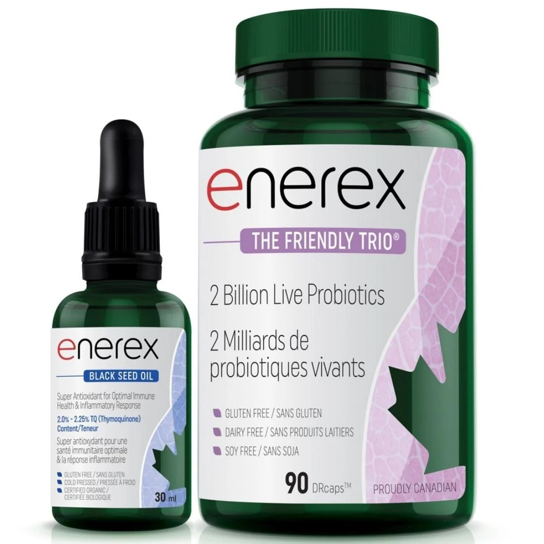 Enerex Pro Biotika (Formerly The Friendly Trio), 90 Capsules  PLUS FREE Black Seed Oil 30ml (BUNDLE)
