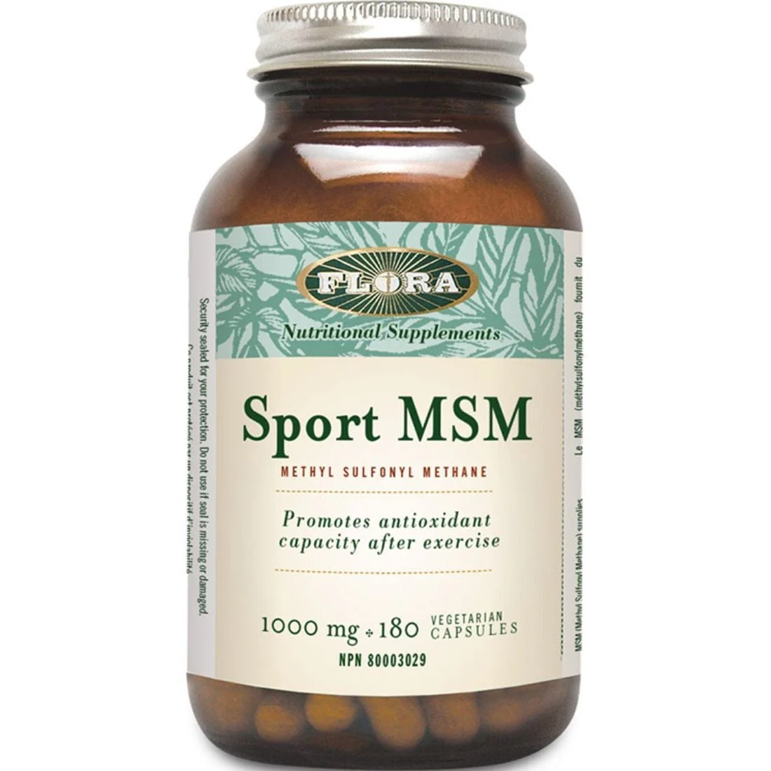 Flora MSM 1000mg Methylsulfonylmethane, 180 Vegetable Capsules - Image 2