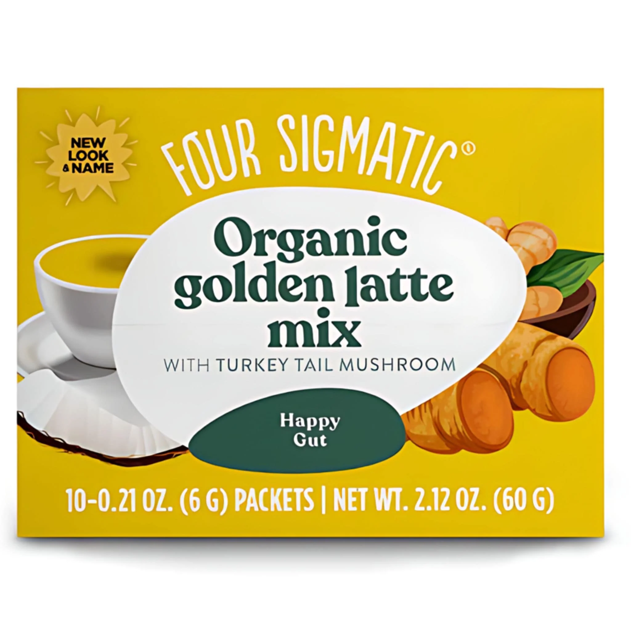 Four Sigmatic Organic Golden Latte Mix with Turkey Tail Mushroom, 10x6g Sachets