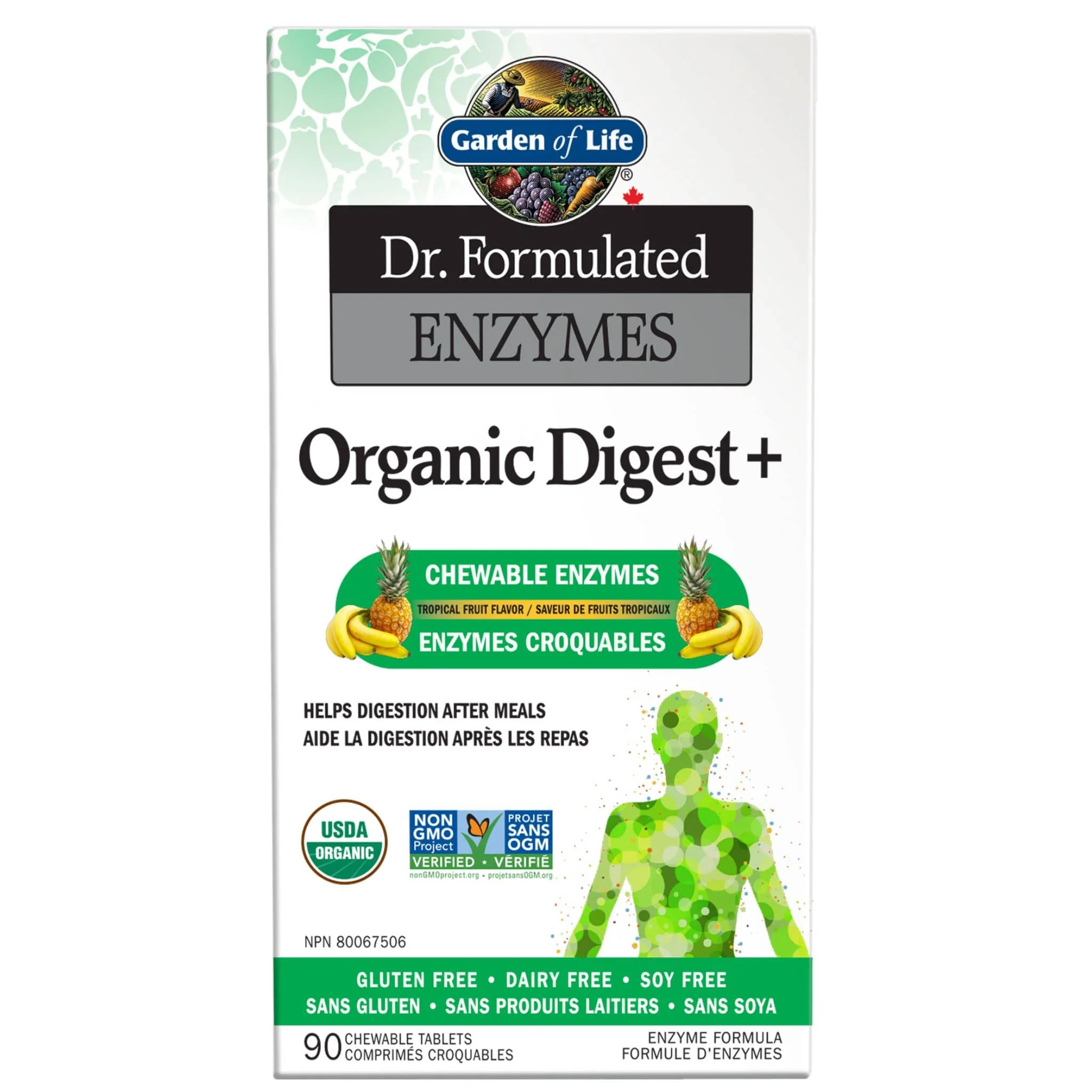 Garden of Life Dr. Formulated Enzymes Organic Digest+, 90 Chewable Tablets