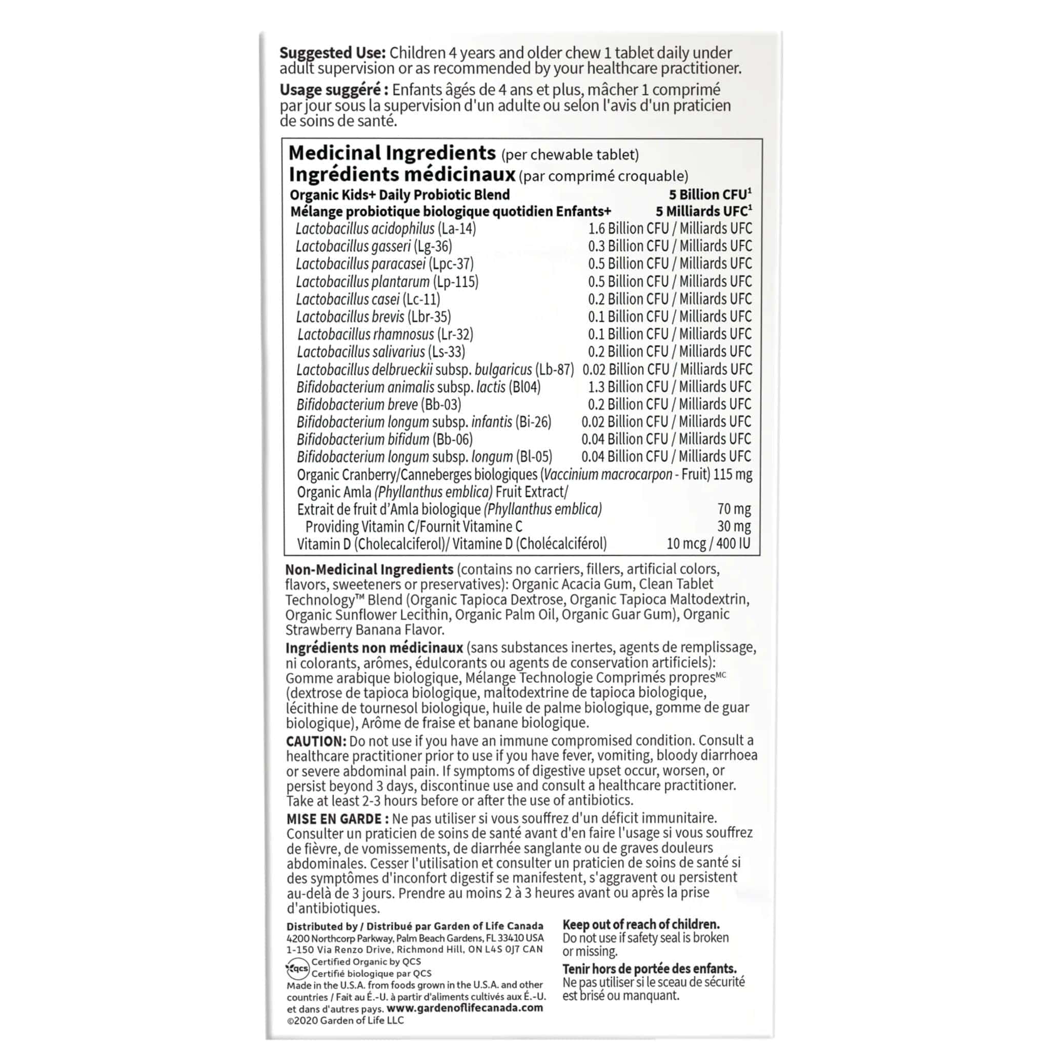 Garden of Life Dr. Formulated Organic Kids+ Probiotics + Vitamins C & D, Delicious, 30 Chewable Tablets - Image 4