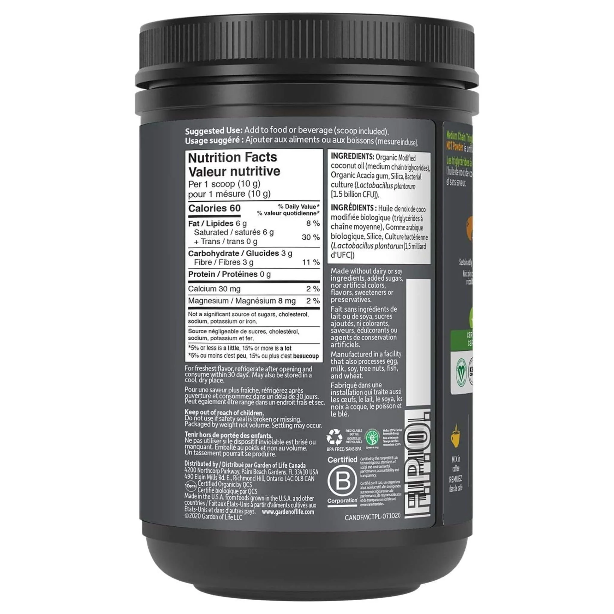 Garden of Life Dr. Formulated Organic MCT Powder, 300g - Image 3