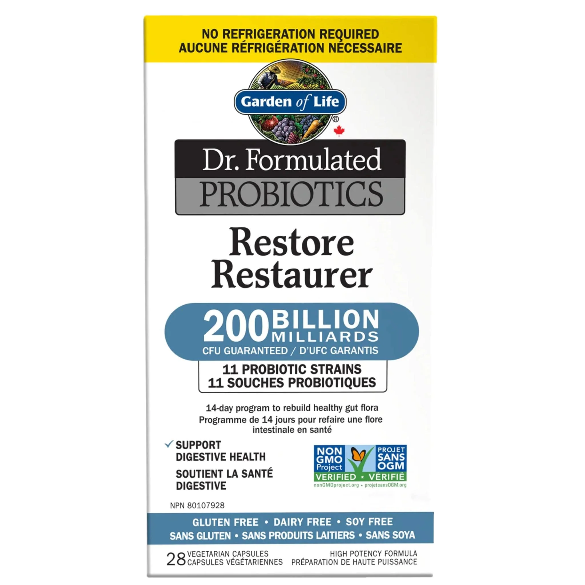 Garden of Life Dr. Formulated Restore Probiotics 200 Billion Active Bacteria, 28 Vegetable Capsules - Image 2