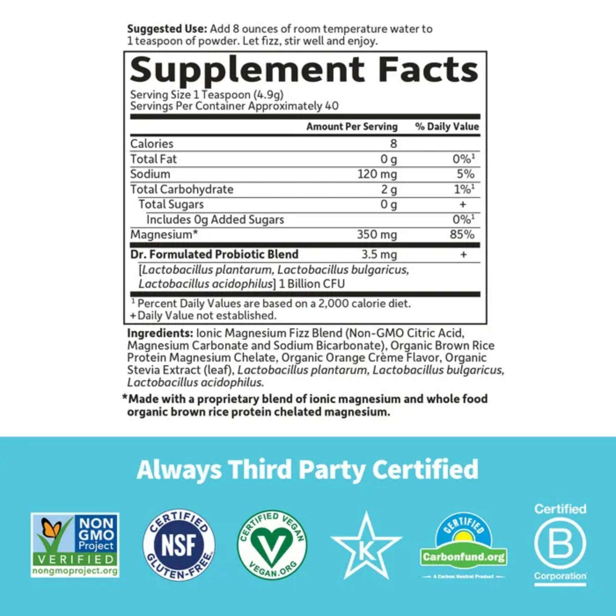 Garden of Life Dr. Formulated Whole Food Magnesium, 85 Servings - Image 2