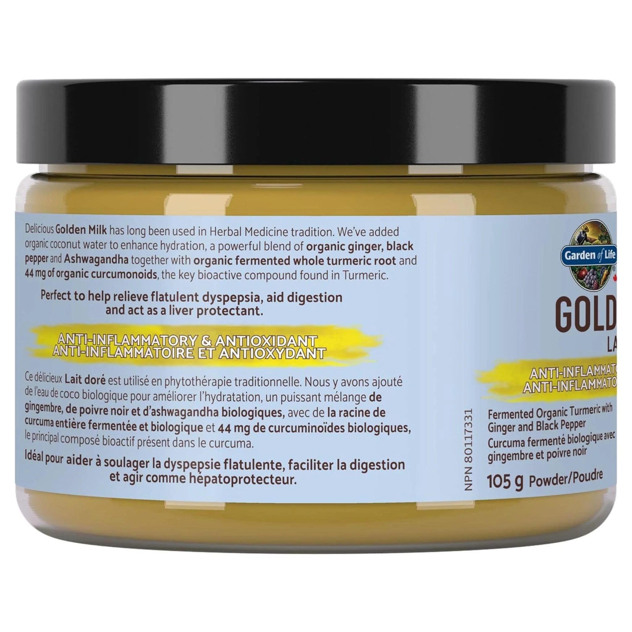 Garden Of Life Organics Golden Milk Turmeric Powder, Fermented Organic Turmeric with Ginger, 105g - Image 3